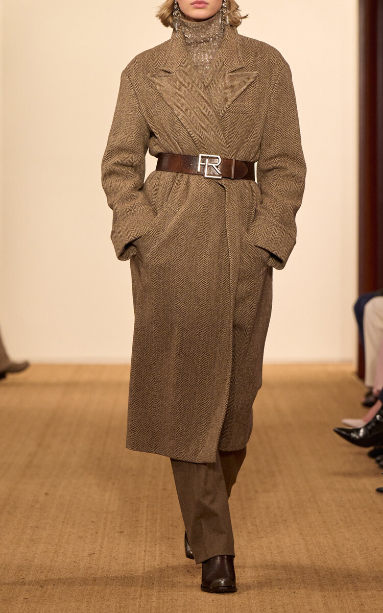 Polo Ralph Lauren Raffael Herringbone Tweed Coat In Brown