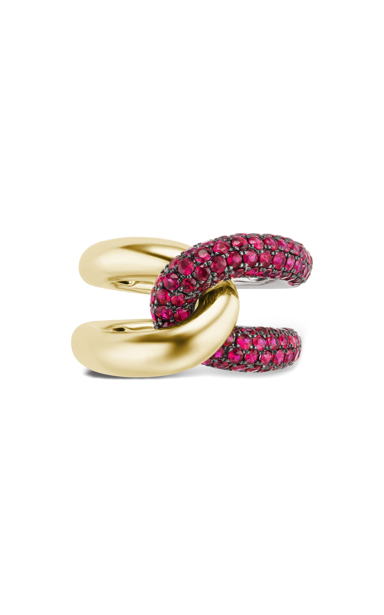 Gemella Jewels Intertwin 18k Yellow Gold Ruby Ring In Red