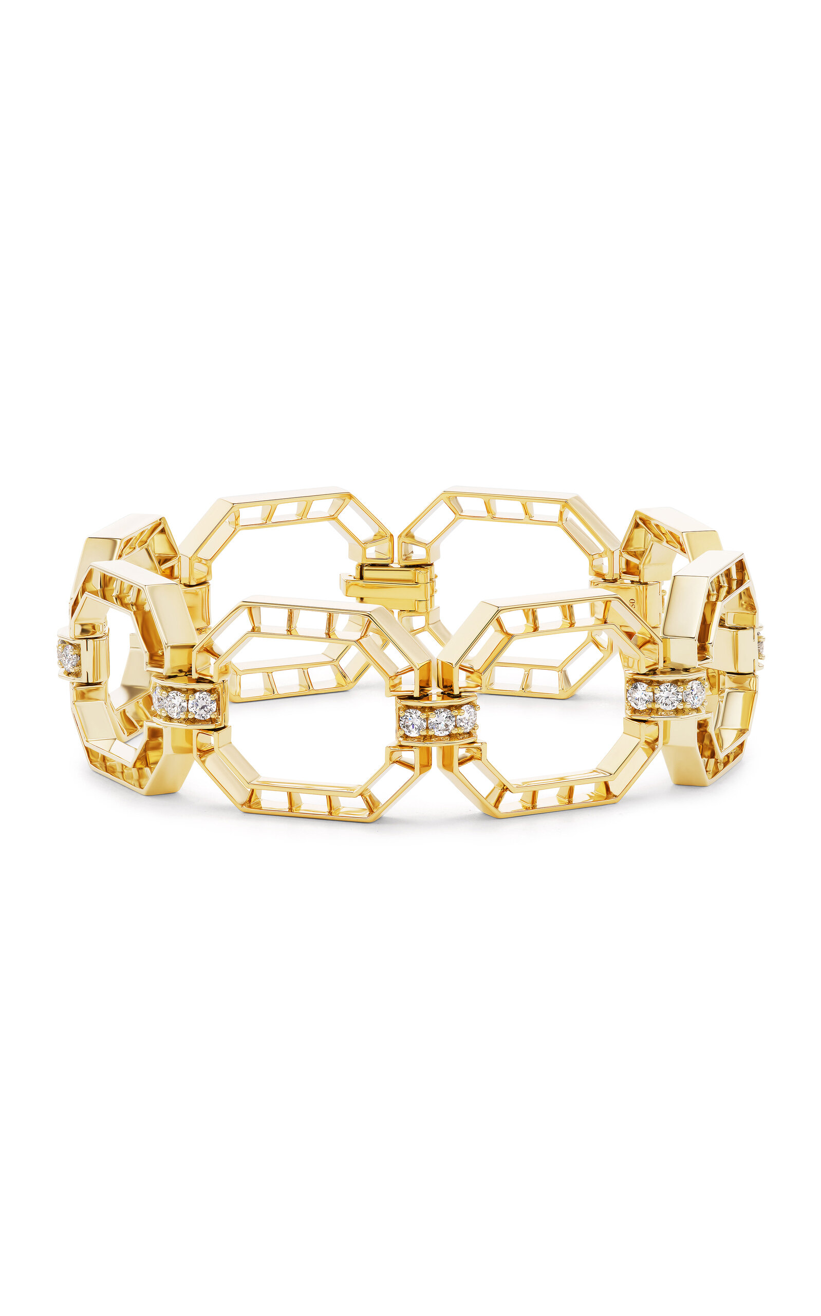 Gemella Jewels Small Skeleton 18k Yellow Gold Diamond Bracelet