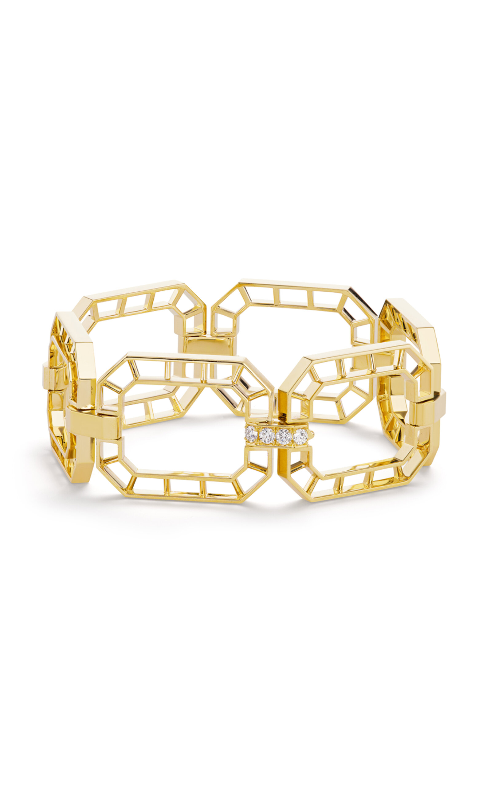 Skeleton 18K Yellow Gold Diamond Bracelet