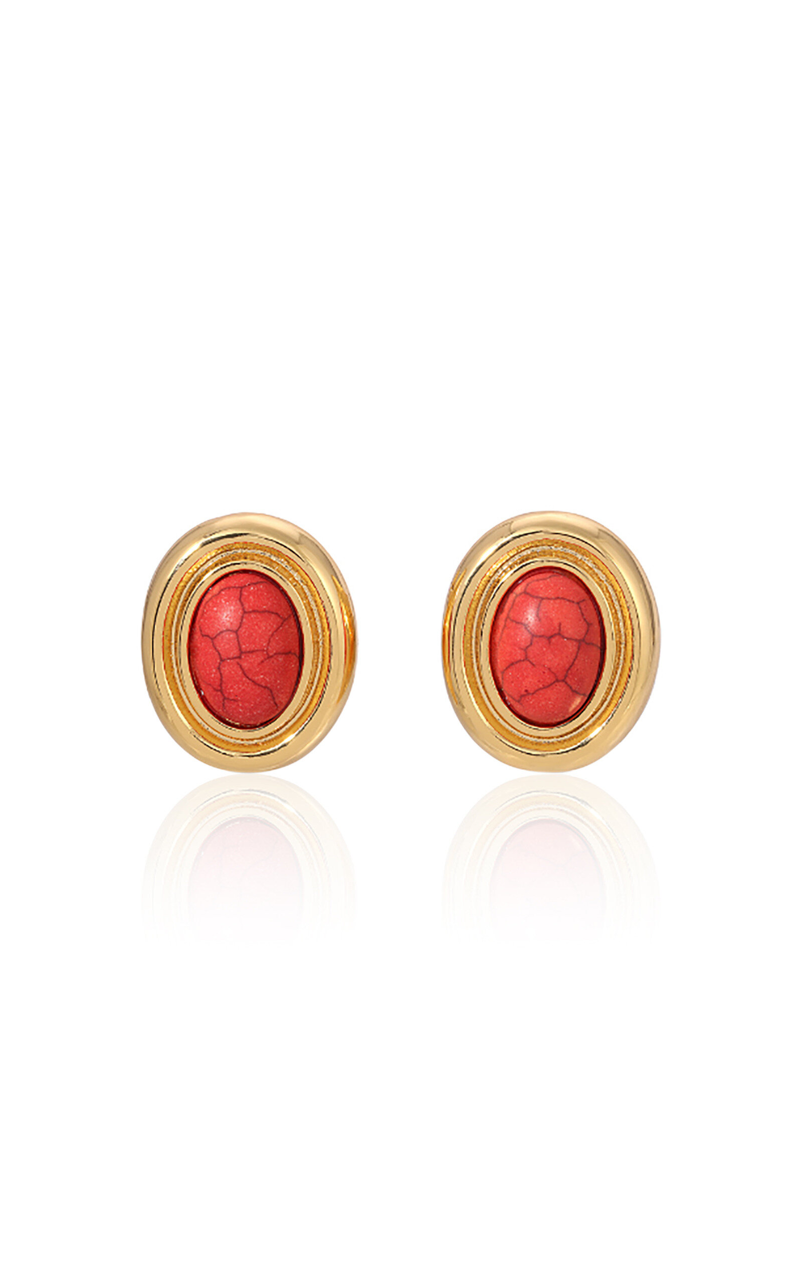 Shop Heaven Mayhem Prize Gold-plated Enamel Earrings In Red