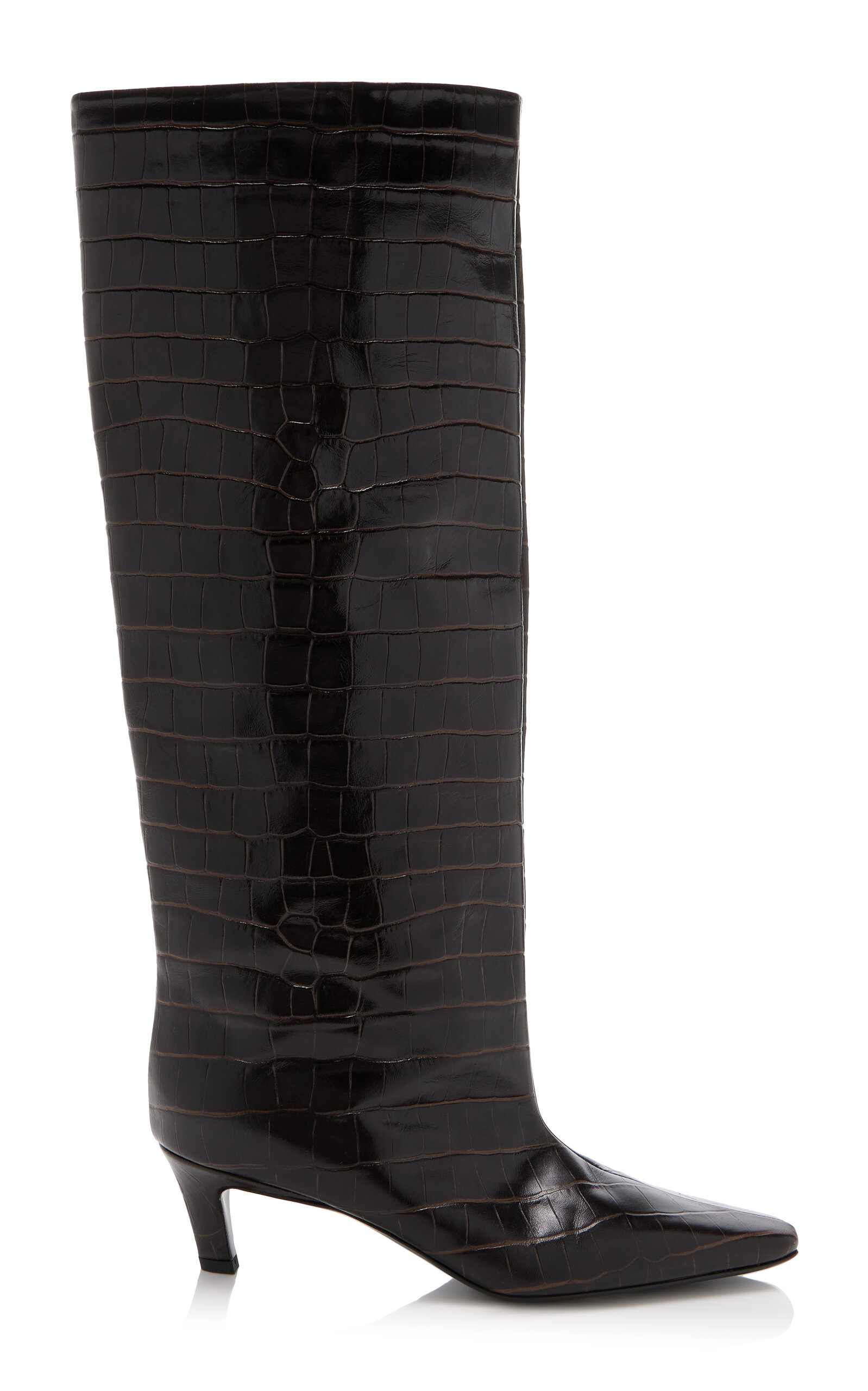Toteme The Wide Shaft Croc-Effect Leather Boots