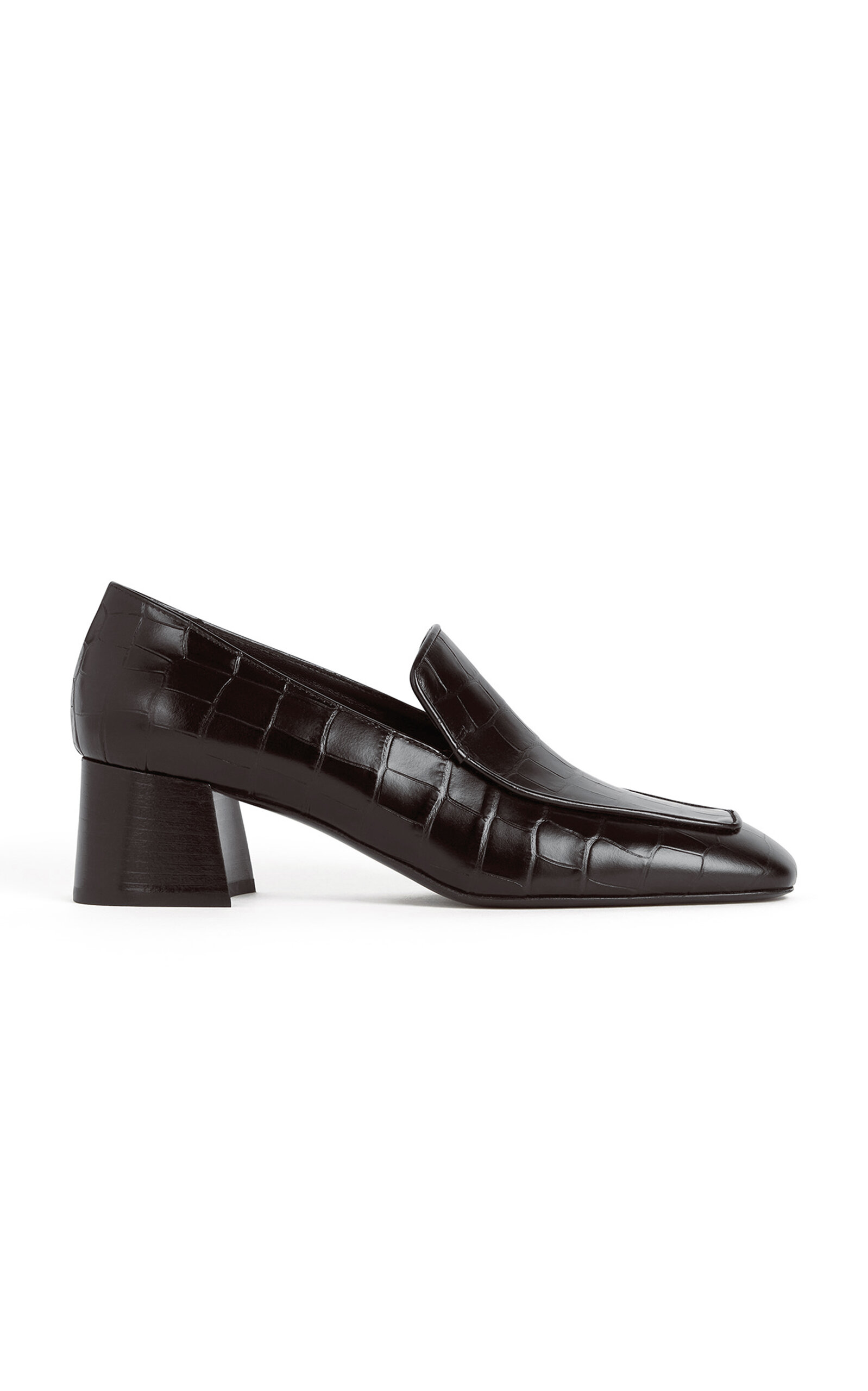 Croc-Embossed Leather Loafer Pumps