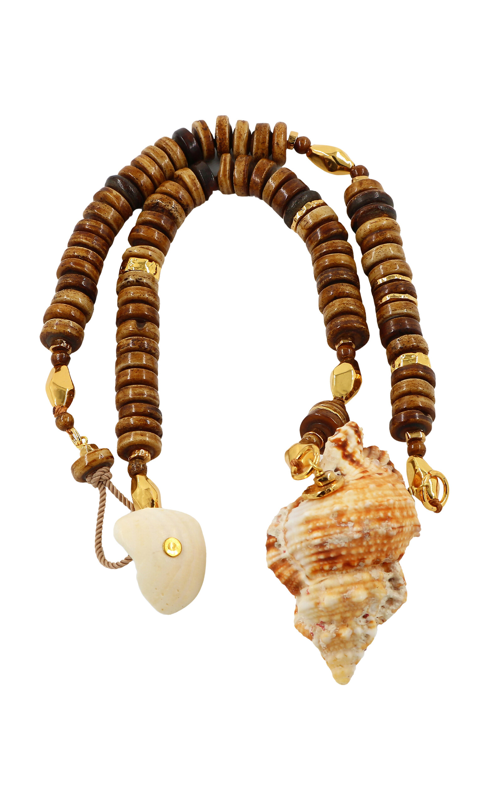Samsara Vintage Wood Beads and Shell Necklace