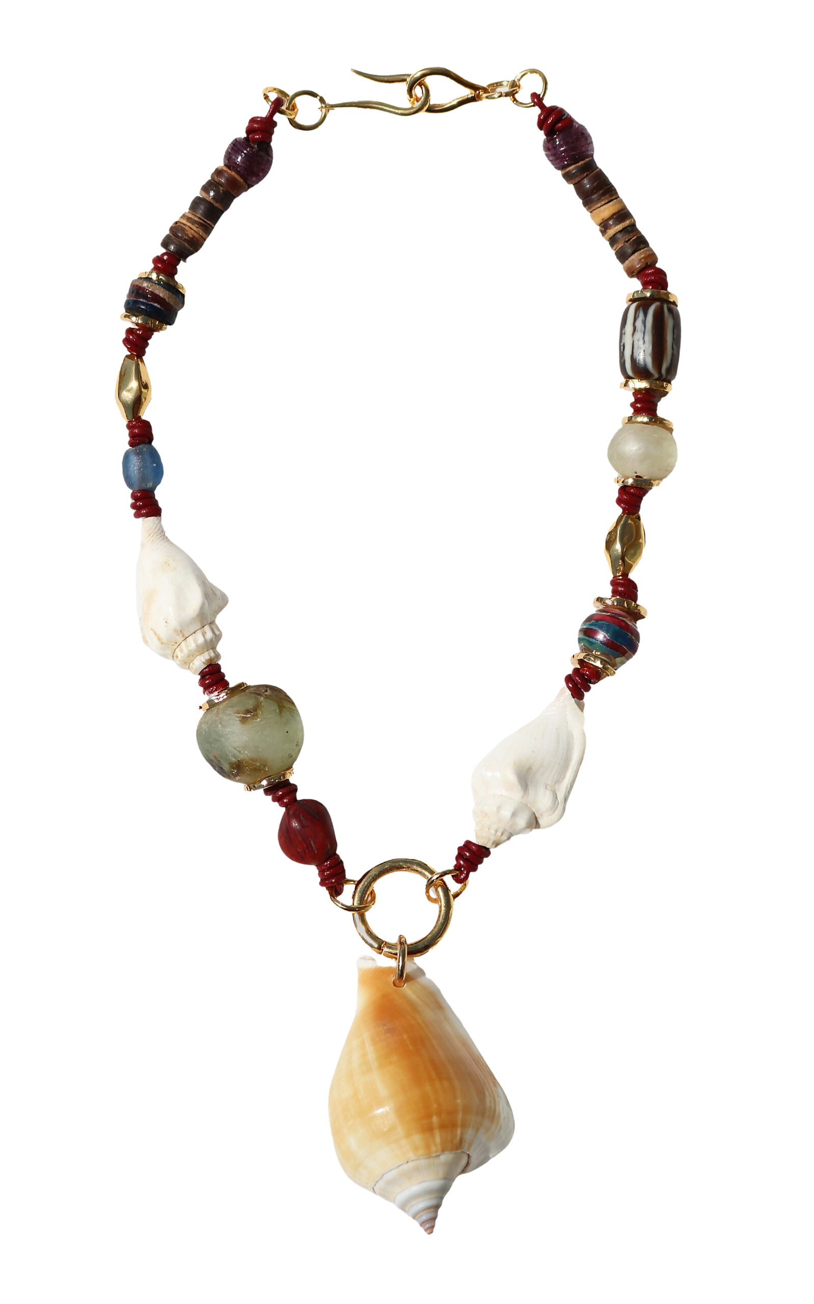 Shop Tohum Samsara Vintage Beads And Shell Necklace In Multi