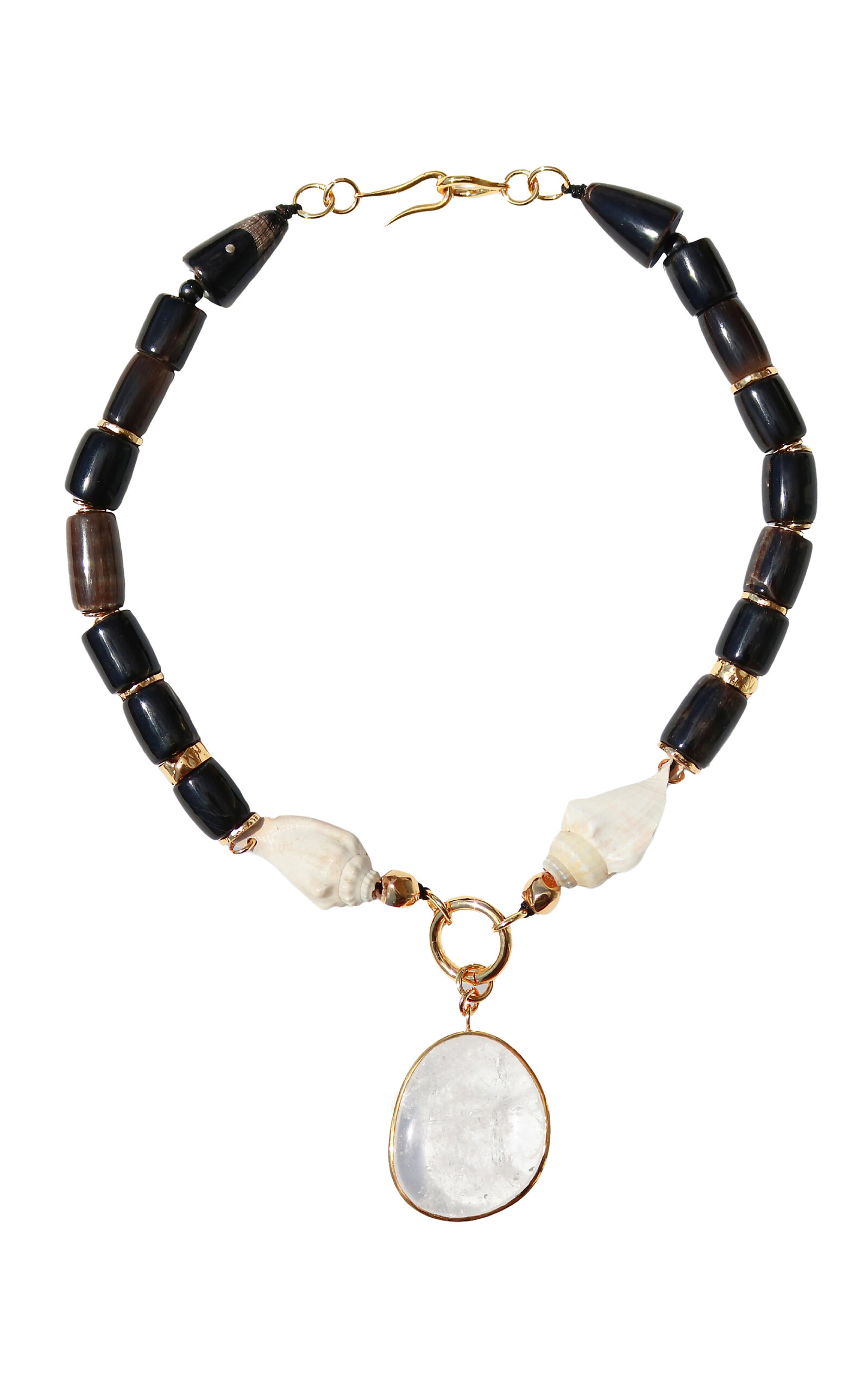 Shop Tohum Terra Horn Beads And Crystal Pendant Necklace In Multi