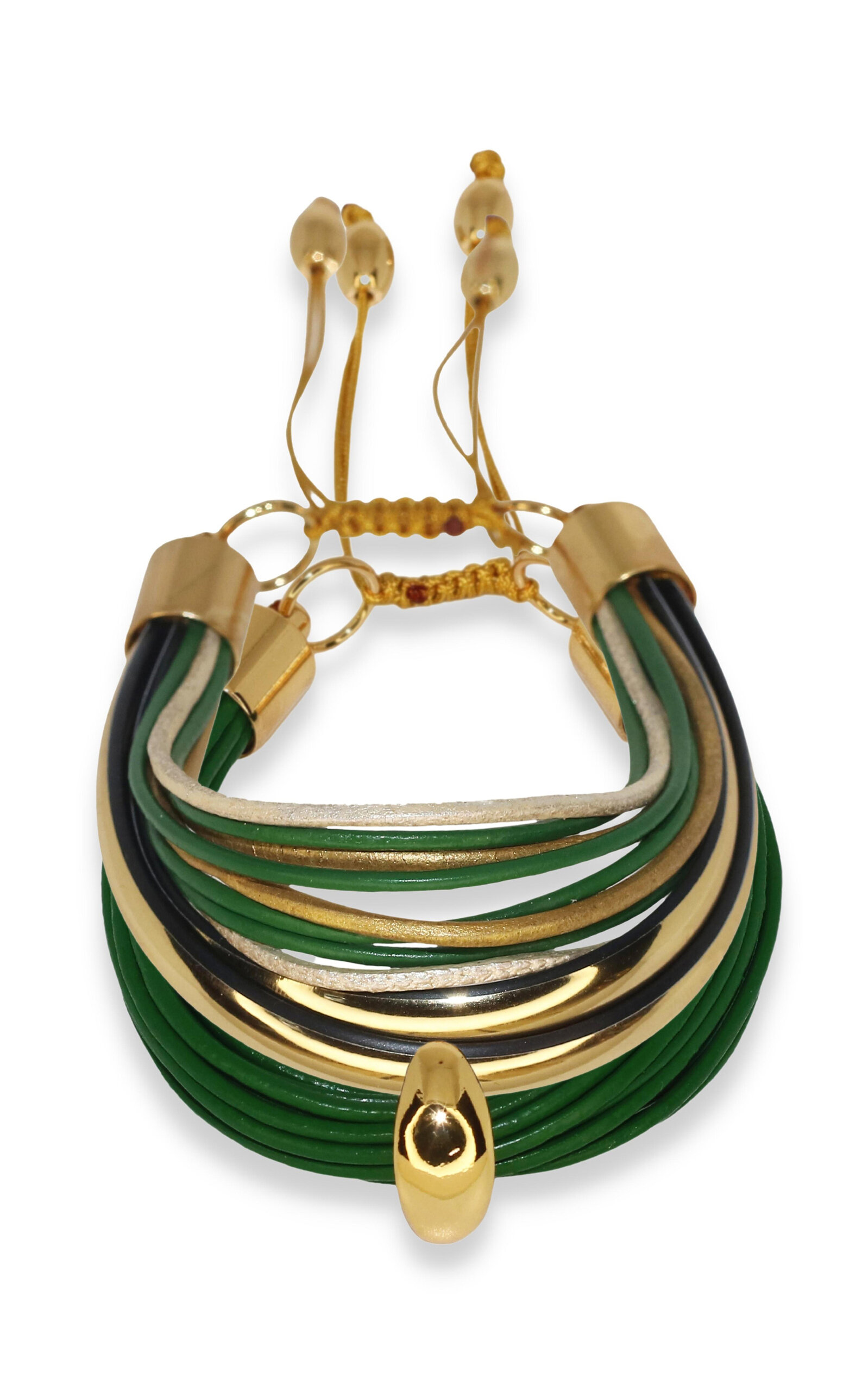 Terra Mali 24k Gold-Plated Leather Cord Bracelet Set