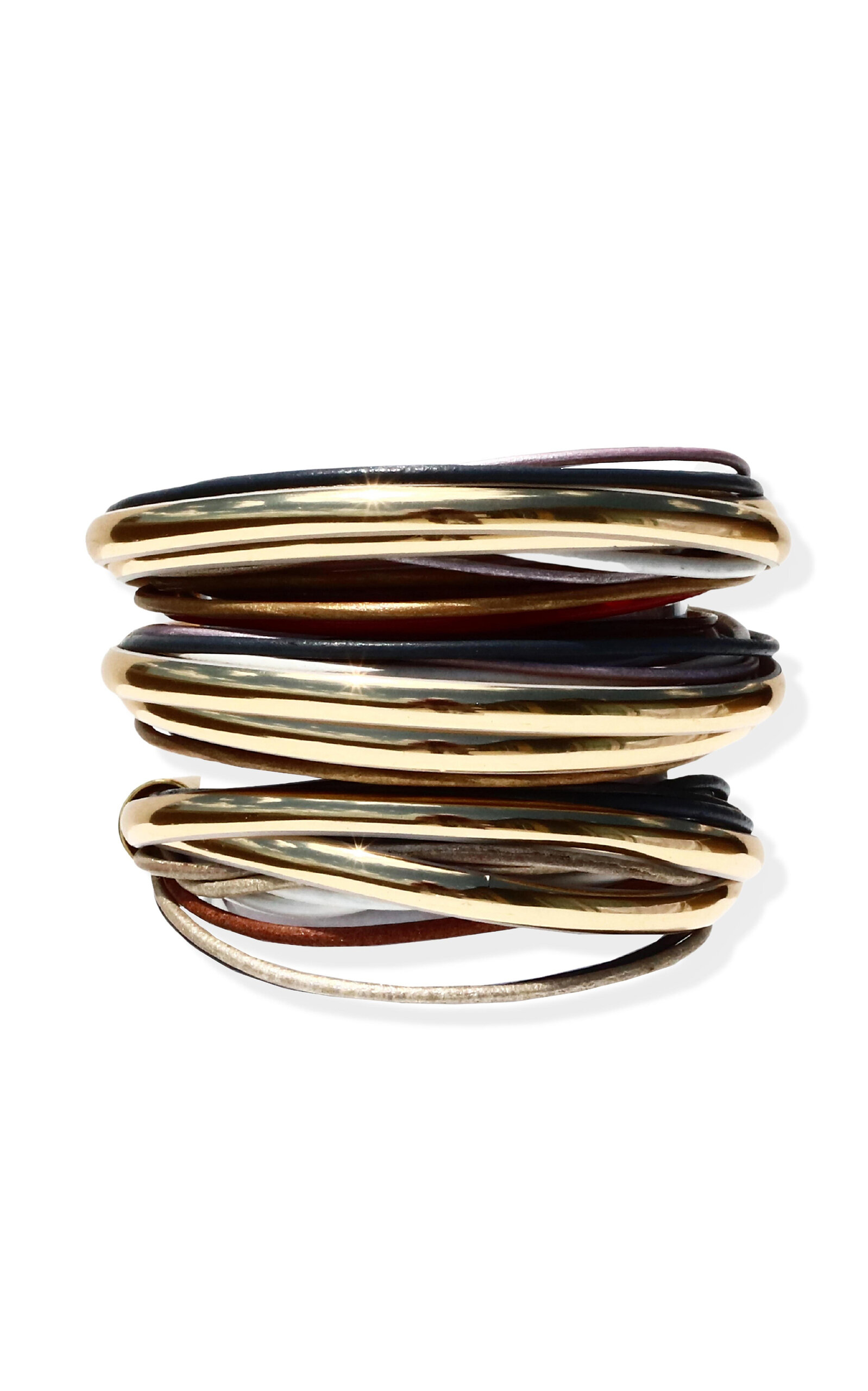 Terra Sahra 24k Gold-Plated Leather Cord Bracelet Set