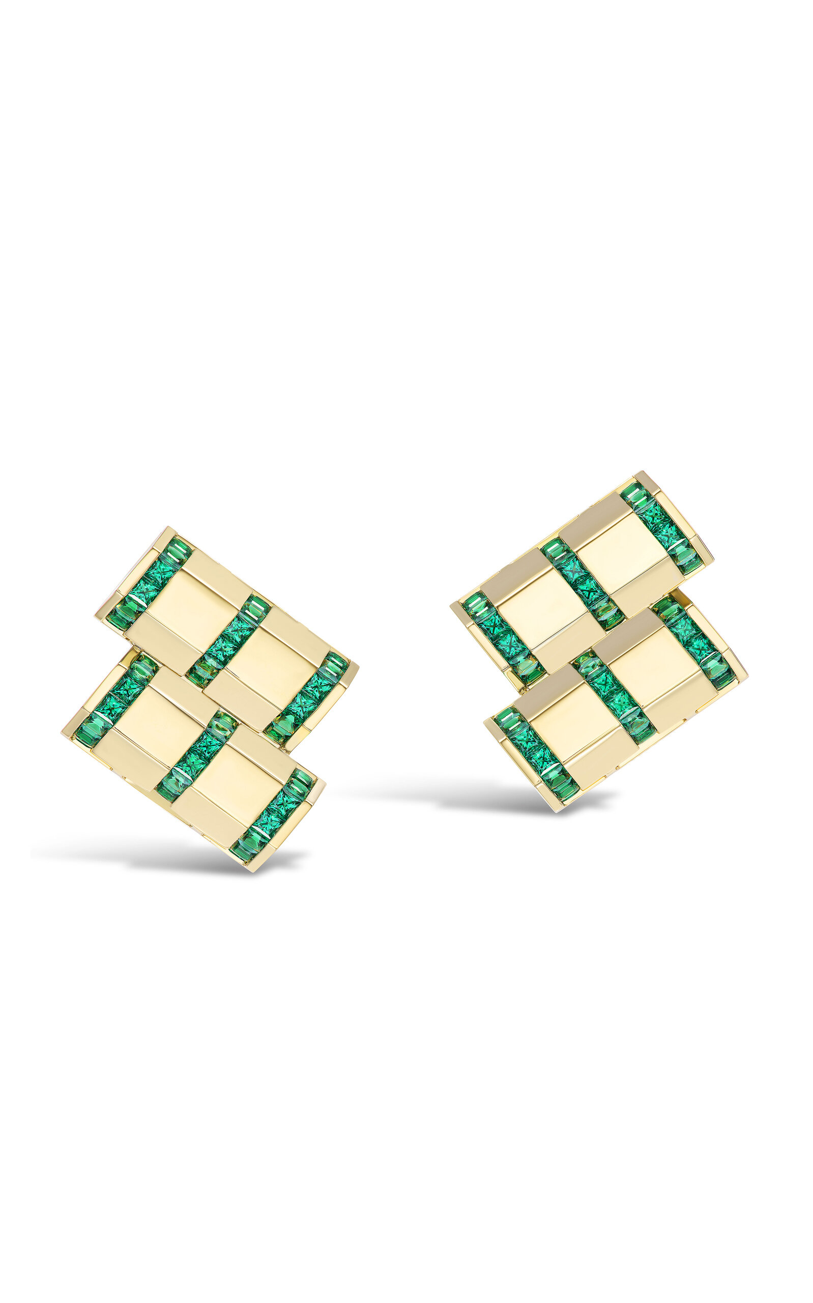 Gemella Jewels Stella Bar Earrings With Emeralds In Green