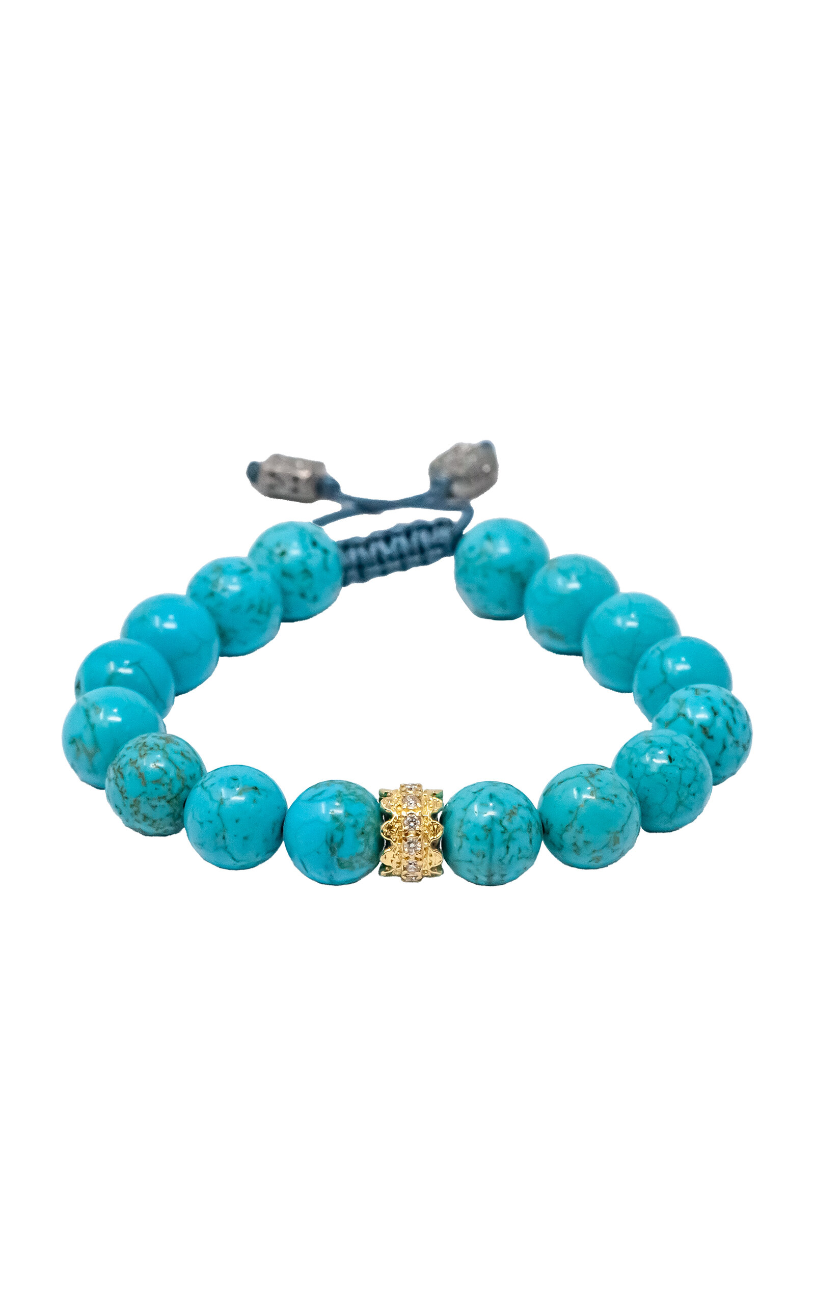 18K Yellow Gold; Diamond And Magnesite Beaded Bracelet