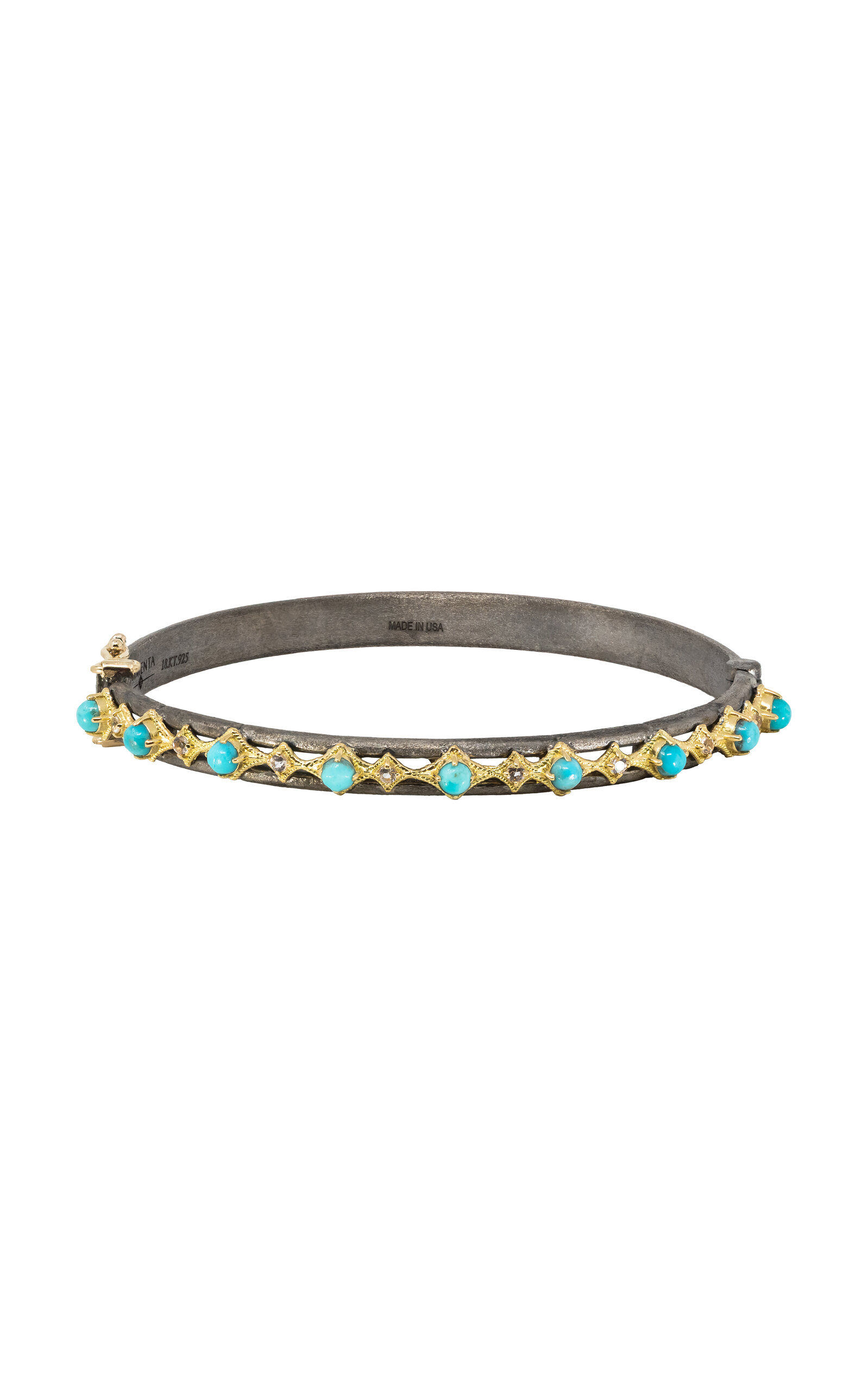 Crivelli 18K Yellow Gold And Sterling Silver Turquoise Hinged Bracelet