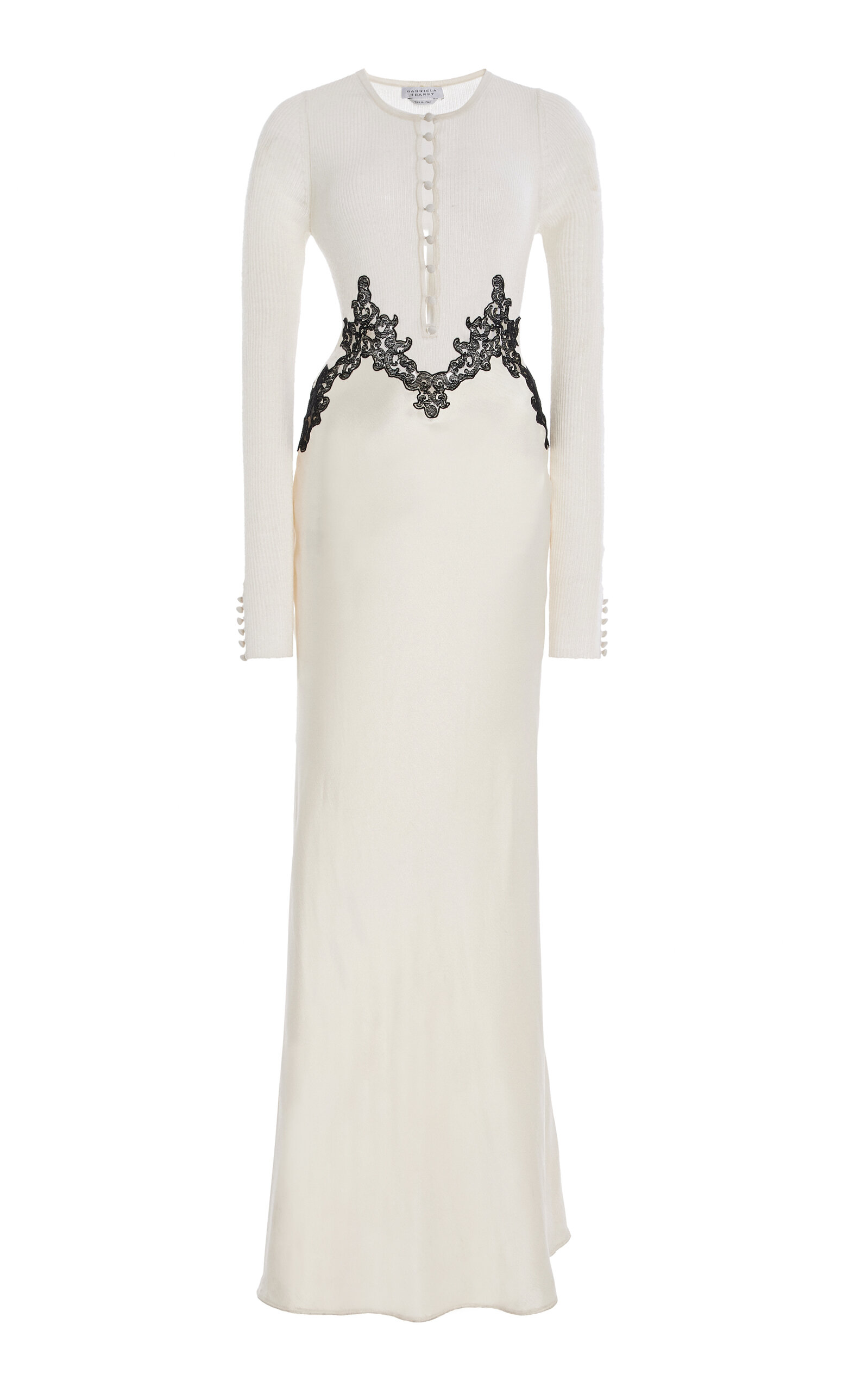 Gabriela Hearst Kerry Lace-trimmed Ribbed Cashmere-blend And Silk Maxi Dress In Ivory