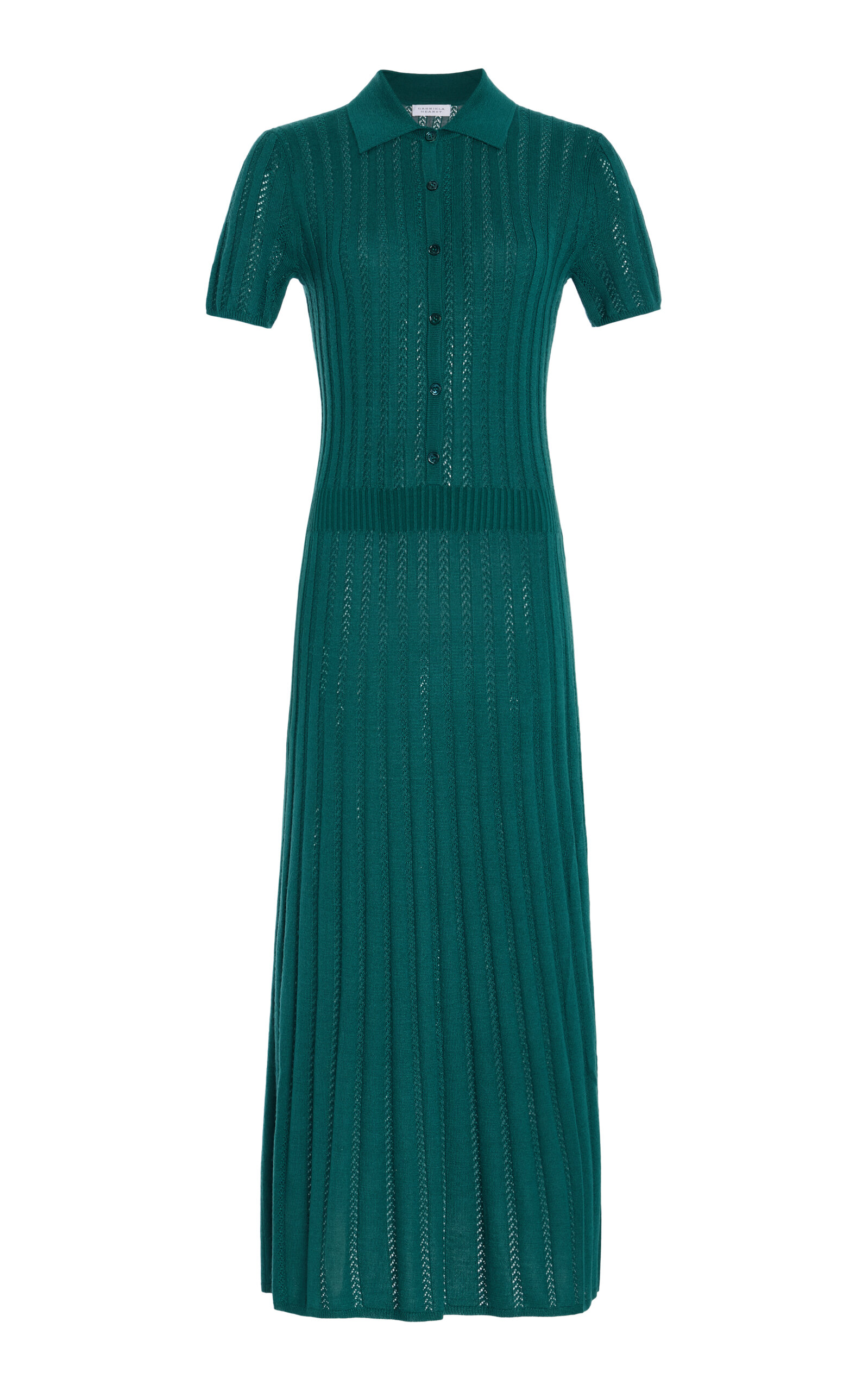 Gabriela Hearst Knitted Cashmere And Silk Shirt Dress In Green