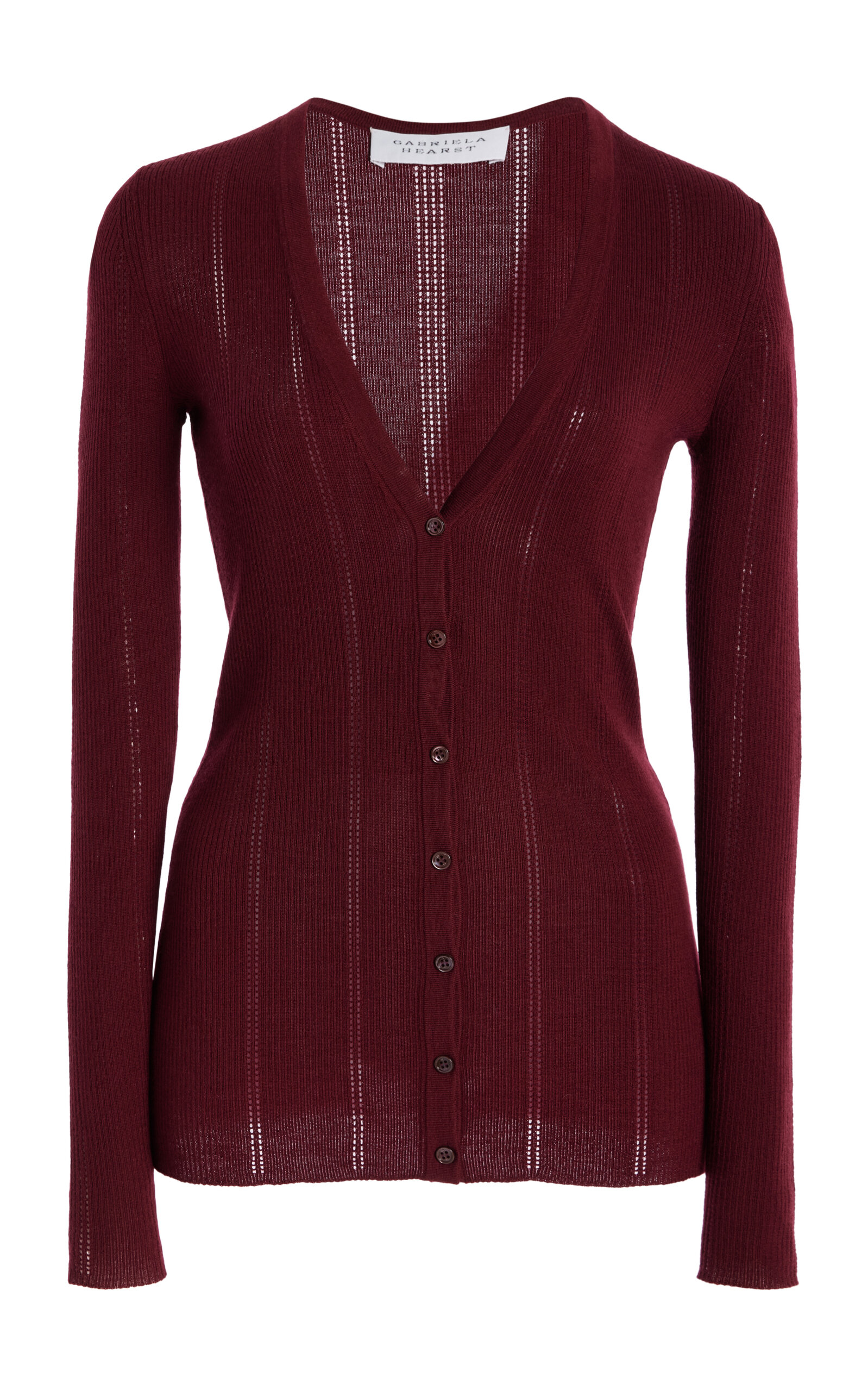 Gabriela Hearst Liilliian Wool Cardigan - Burgundy - XS