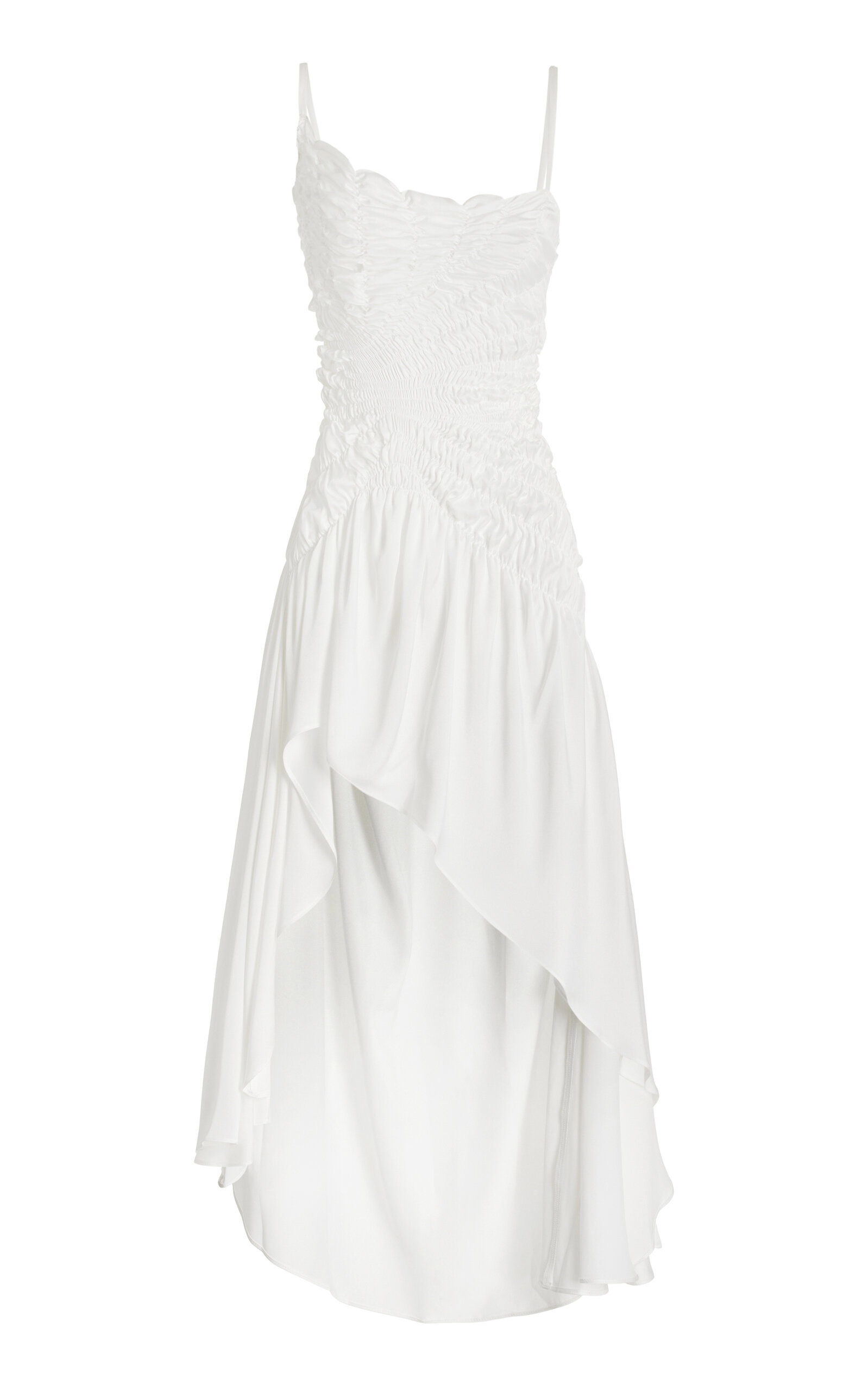 Exclusive Celestial Shirred-Satin Midi Dress