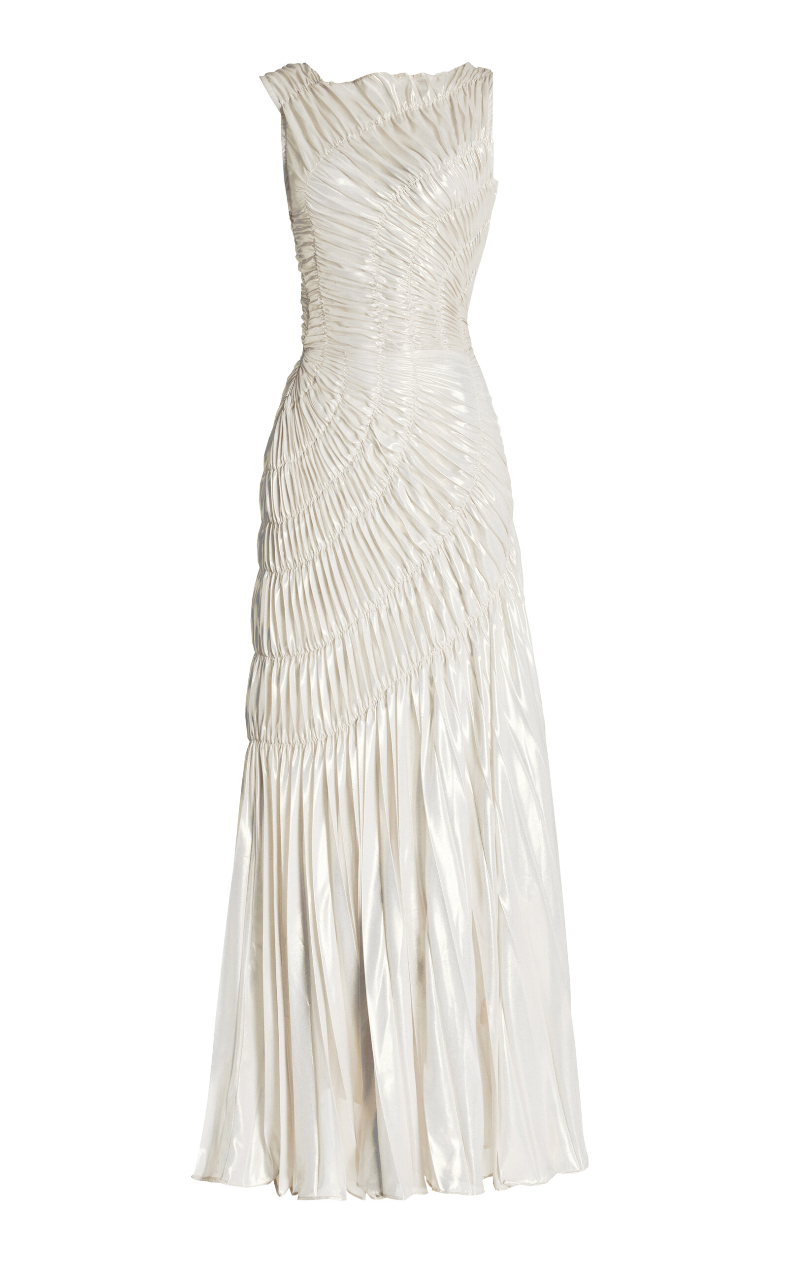 GEORGIA HARDINGE Exclusive Fossil Shirred Metallic Chiffon Maxi Dress - Ivory