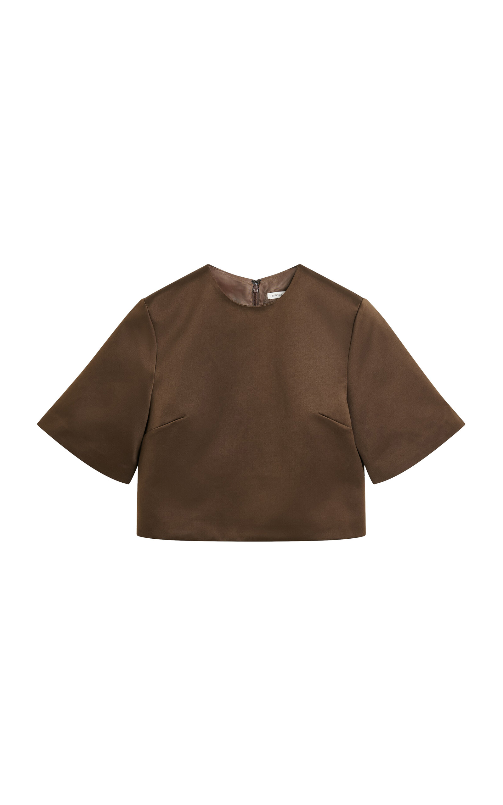 By Malene Birger Hania Boxy Cotton-blend Cropped T-shirt In Brown