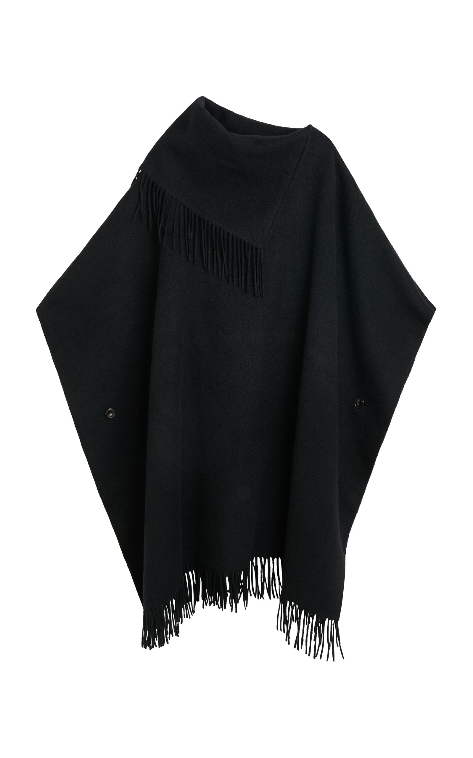 By Malene Birger Turtlo Oversized Fringed Wool Cape In Black