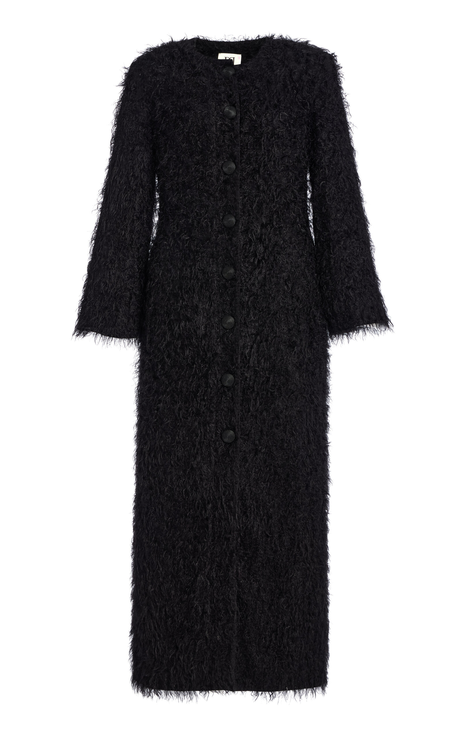 By Malene Birger Susenne Textured Vegan Fur Cardigan Coat - Black