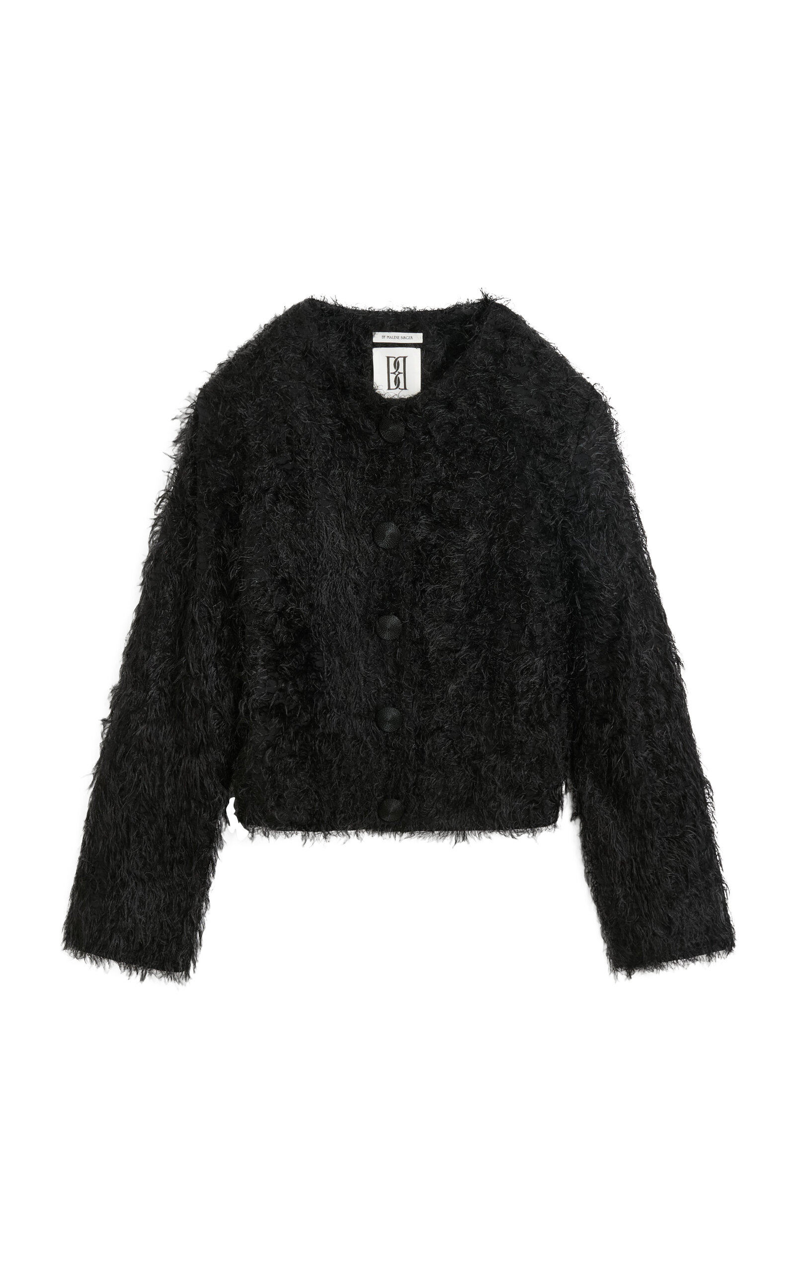Shop By Malene Birger Stephania Cropped Vegan Fur Jacket In Black