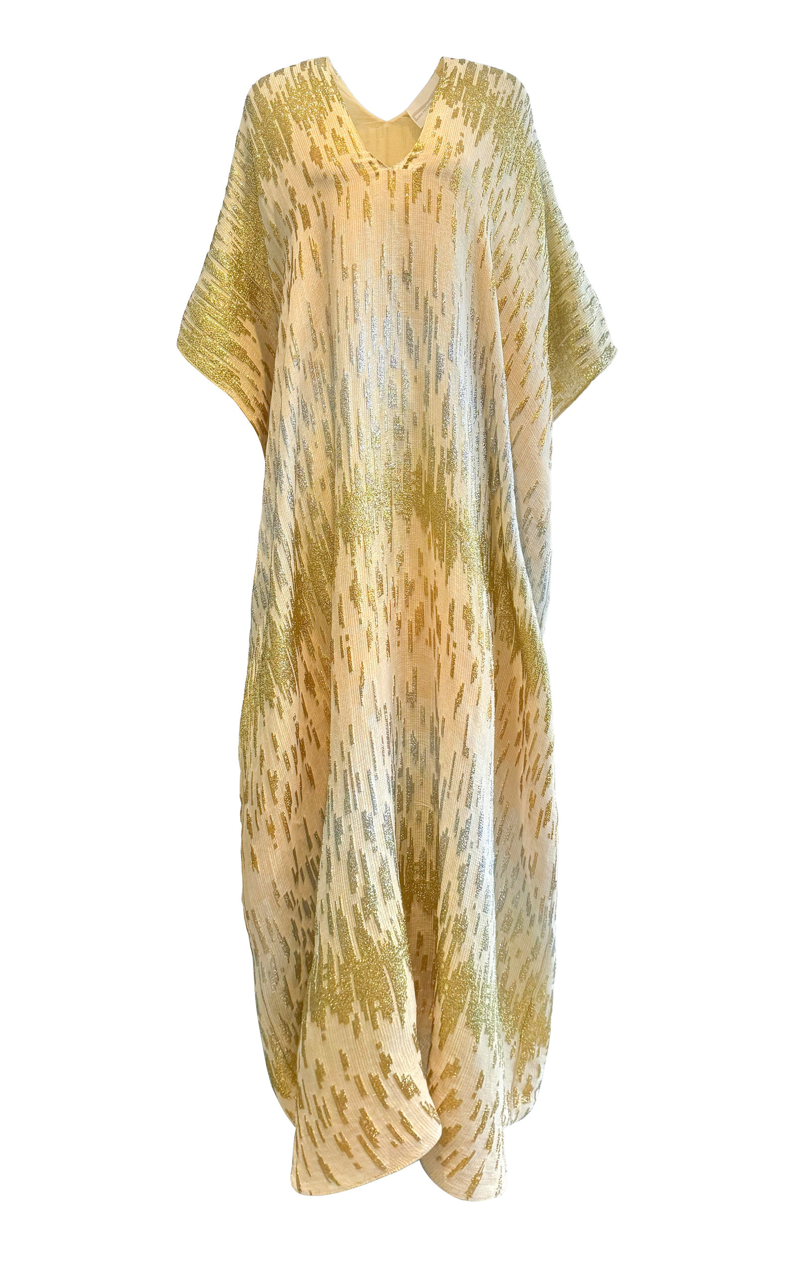 Metallic Broken Lines Metallic Silk-Blend Caftan