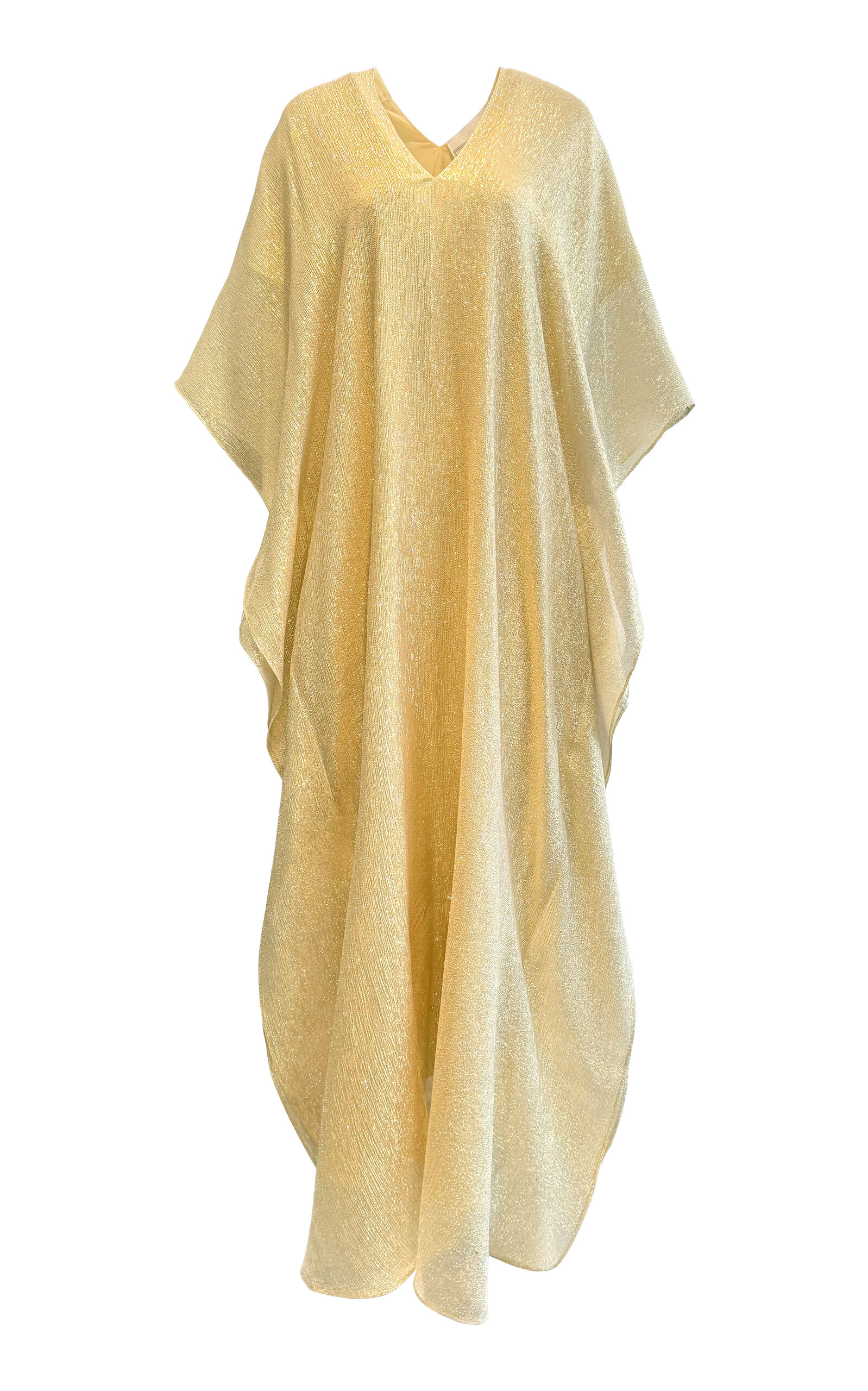 Marie France Van Damme Metallic Silk-Blend Lame Caftan