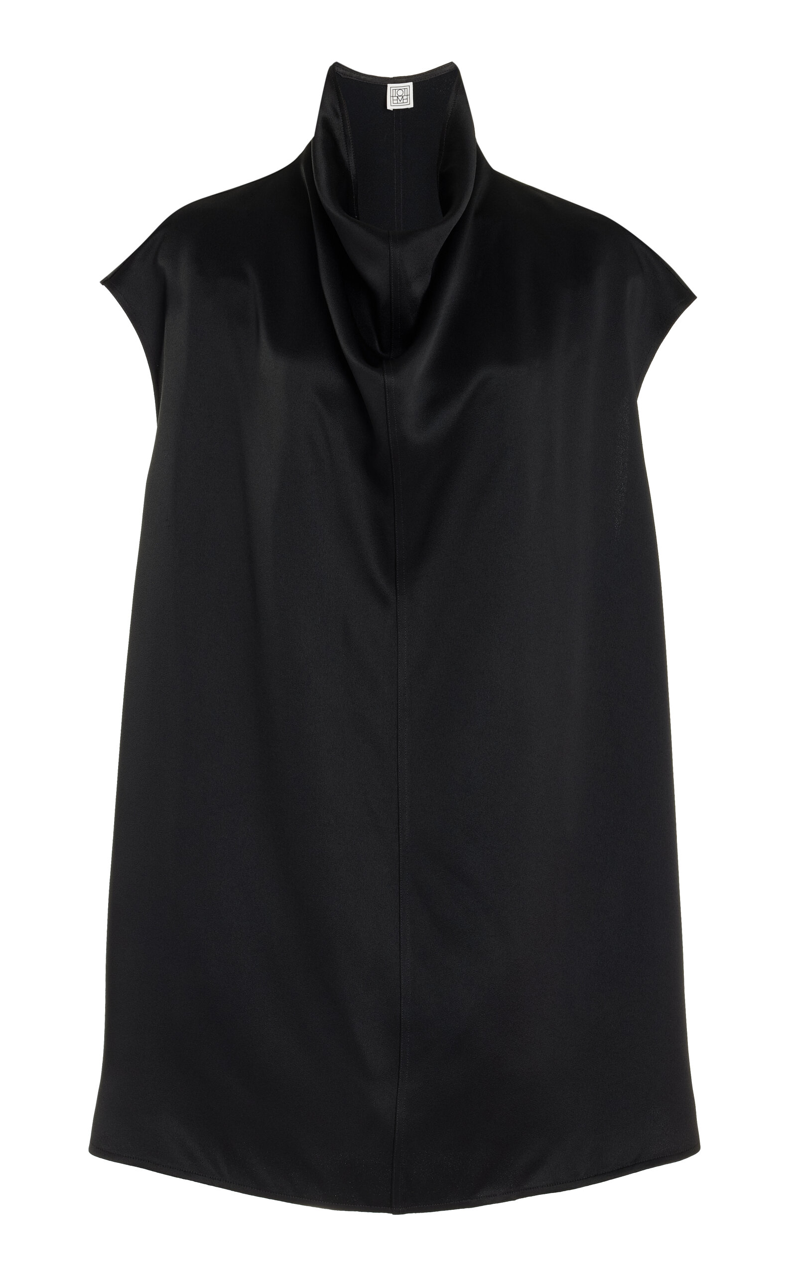 Toteme Funnel-Neck Satin Top - Black