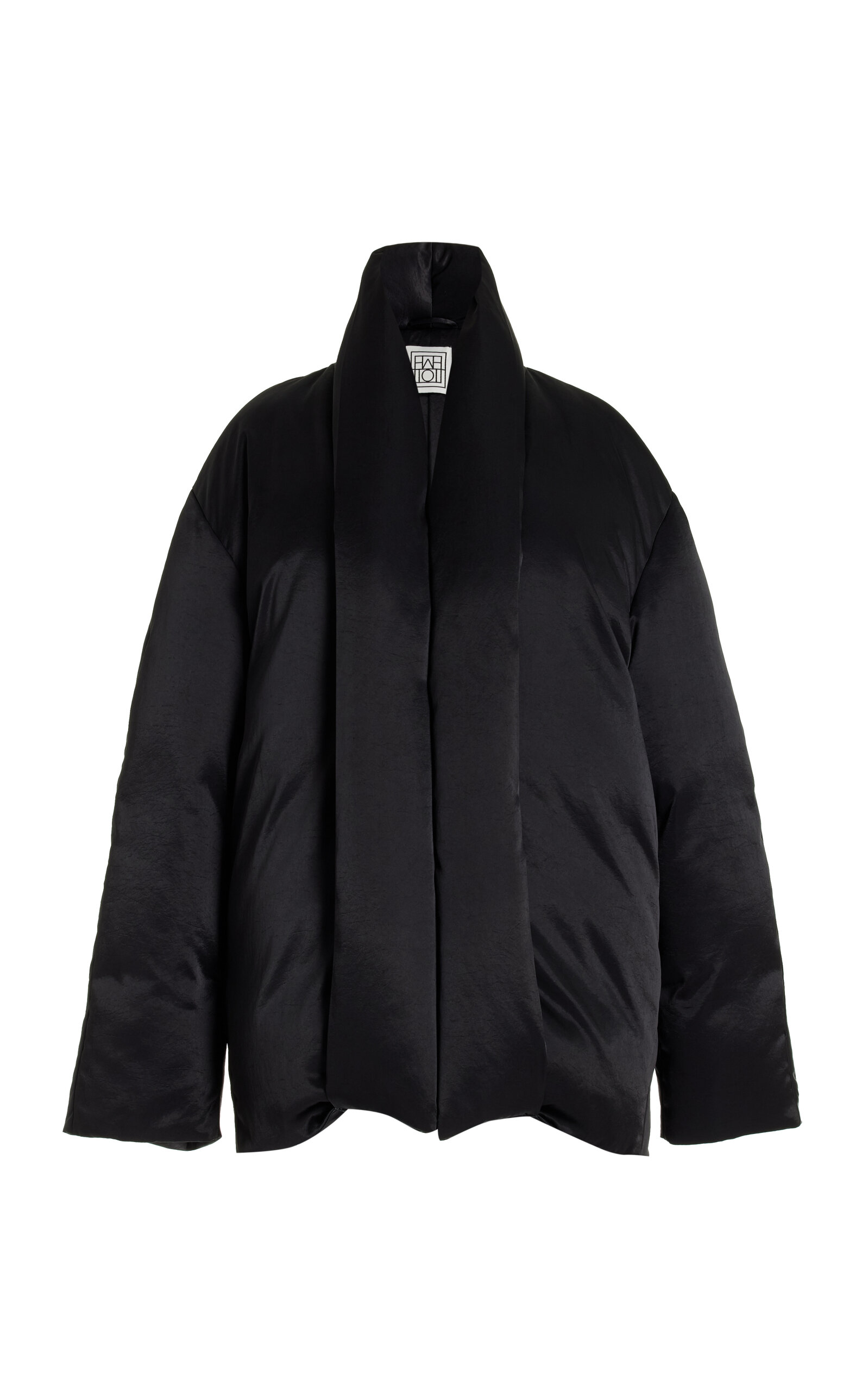 Totême Satin Puffer Jacket In Black