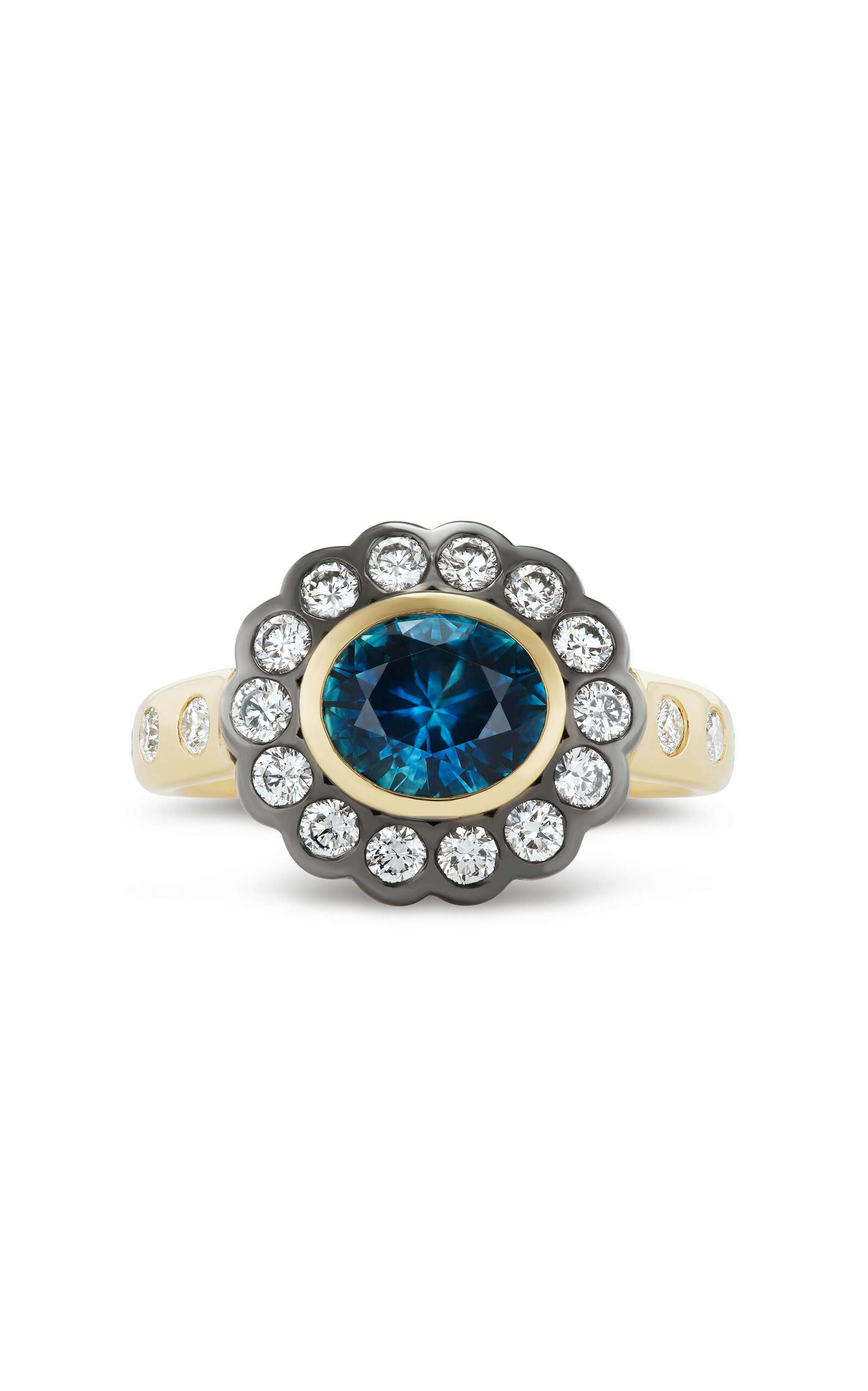 Marlo Laz Montana 14K Yellow Gold; Diamond And Sapphire Ring - Blue - OS - Moda Operandi