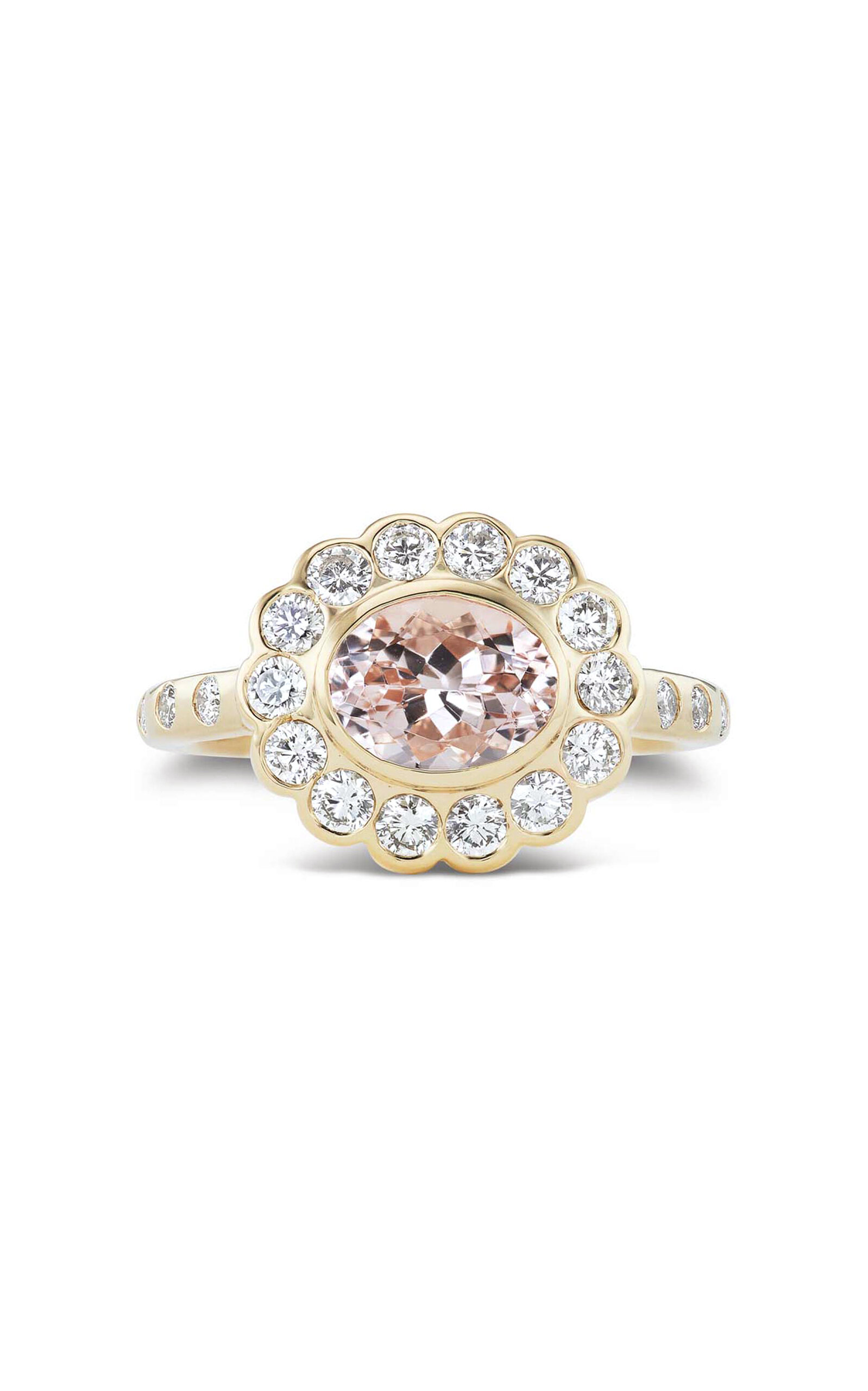Marlo Laz Lexie 14k Yellow Gold; Diamond; And Morganite Ring In Light Pink