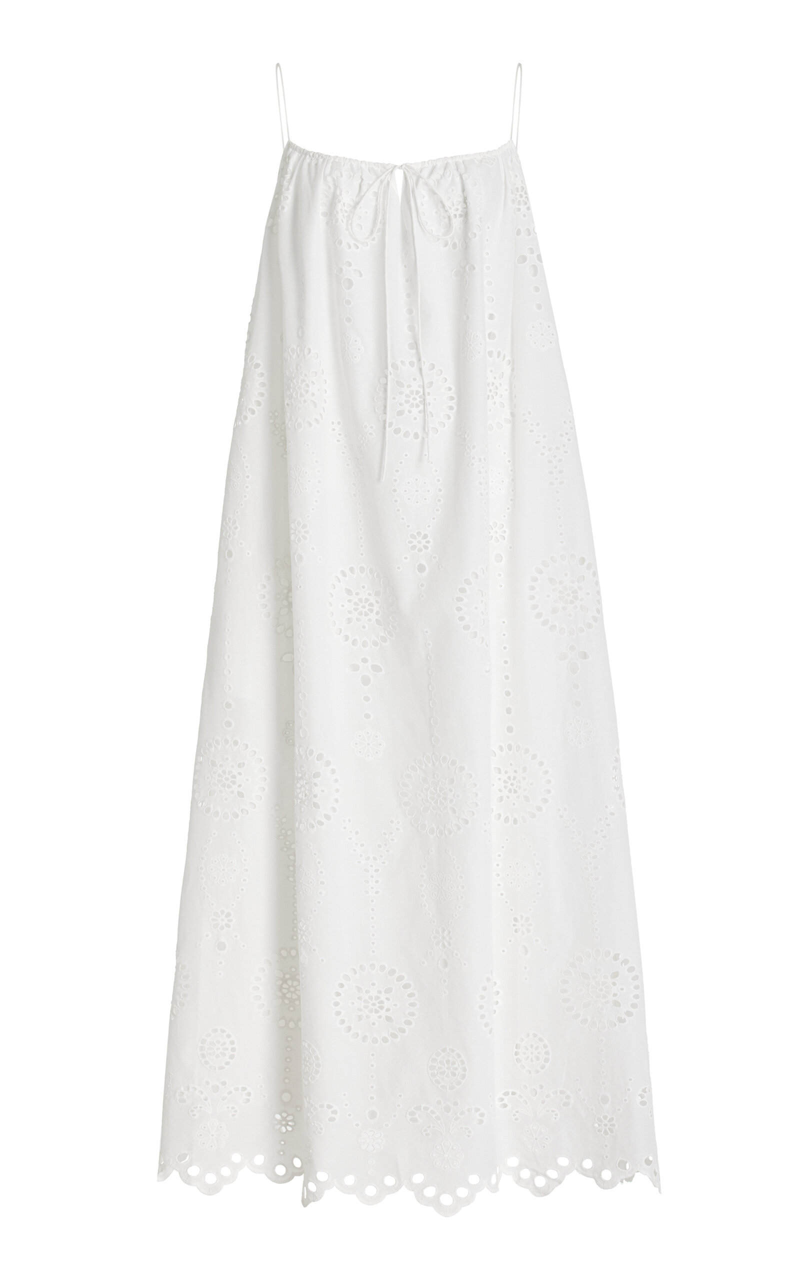 MATTEAU BRODERIE COTTON MIDI DRESS
