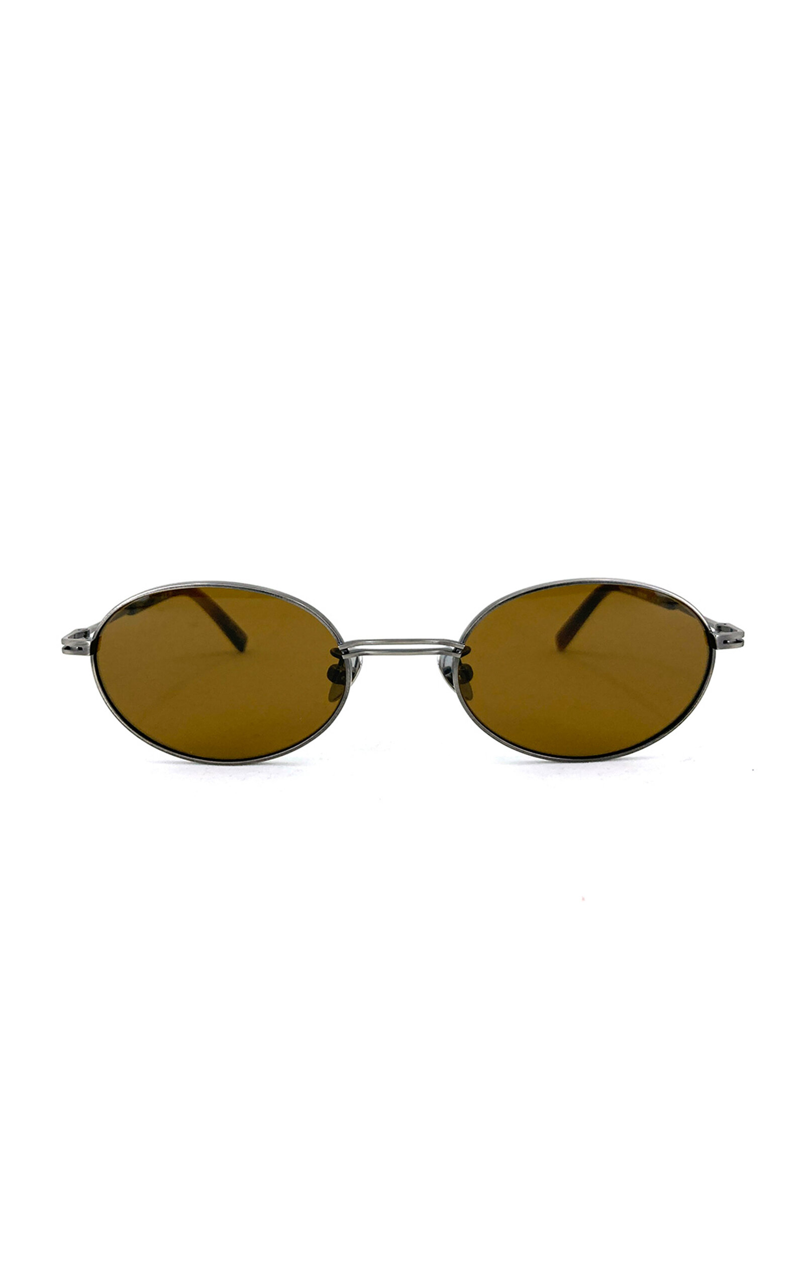 St. Agni Oval-Frame Metal Sunglasses - Brown - OS