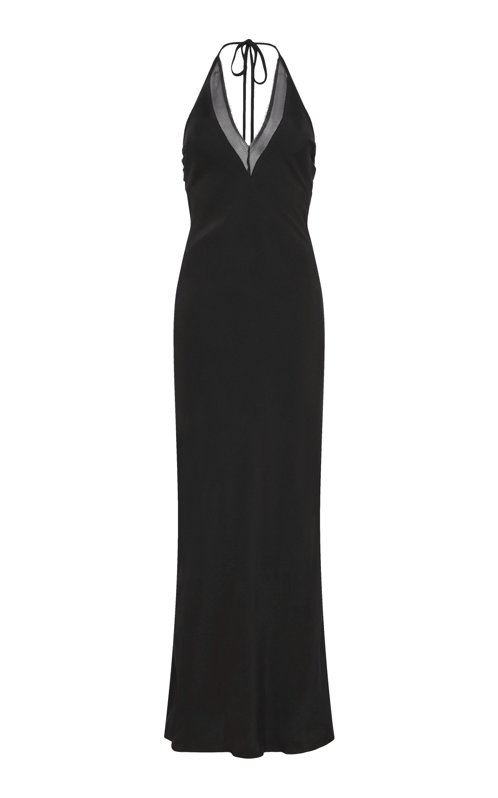 St Agni Silk Mesh Maxi Dress In Black