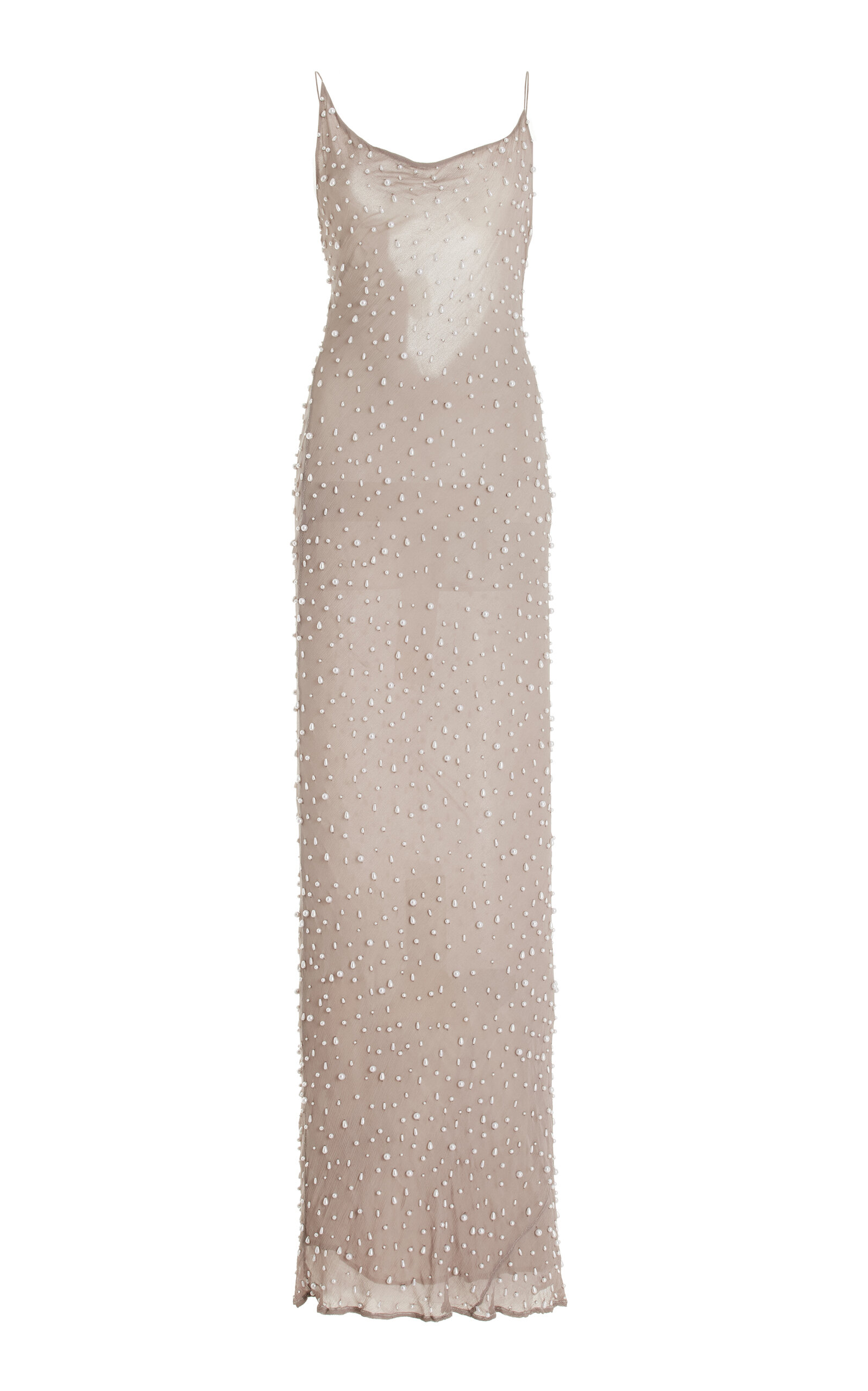 Bead-Embellished Silk Maxi Dress