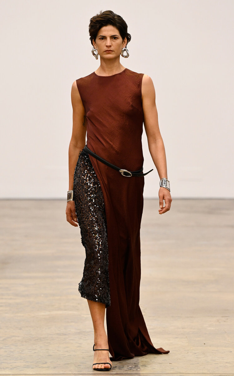 THIRD FORM REFLECTION SEQUINED CREPE MIDI SKIRT