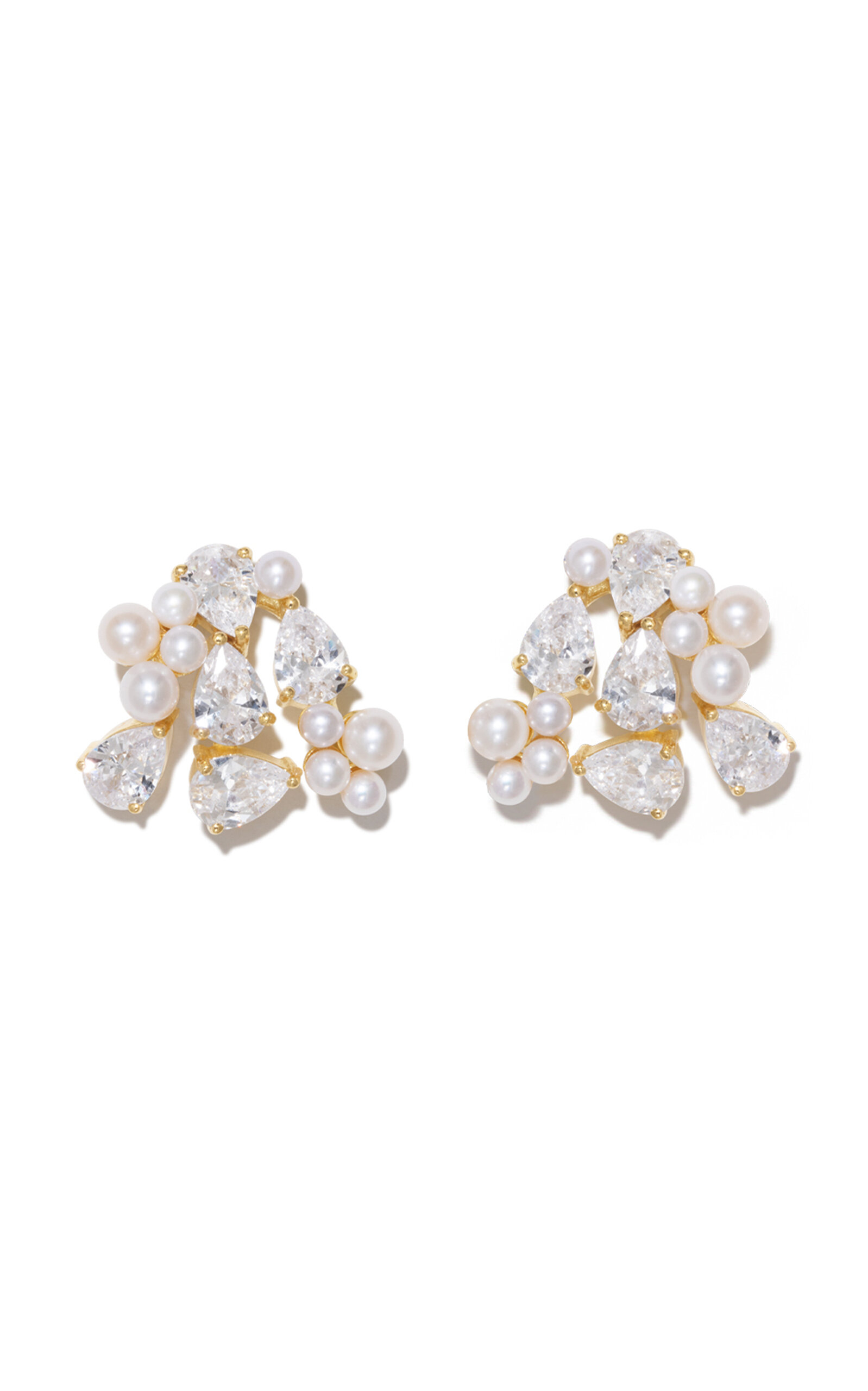 Completedworks Pearl And Crystal Cluster Earrings In White