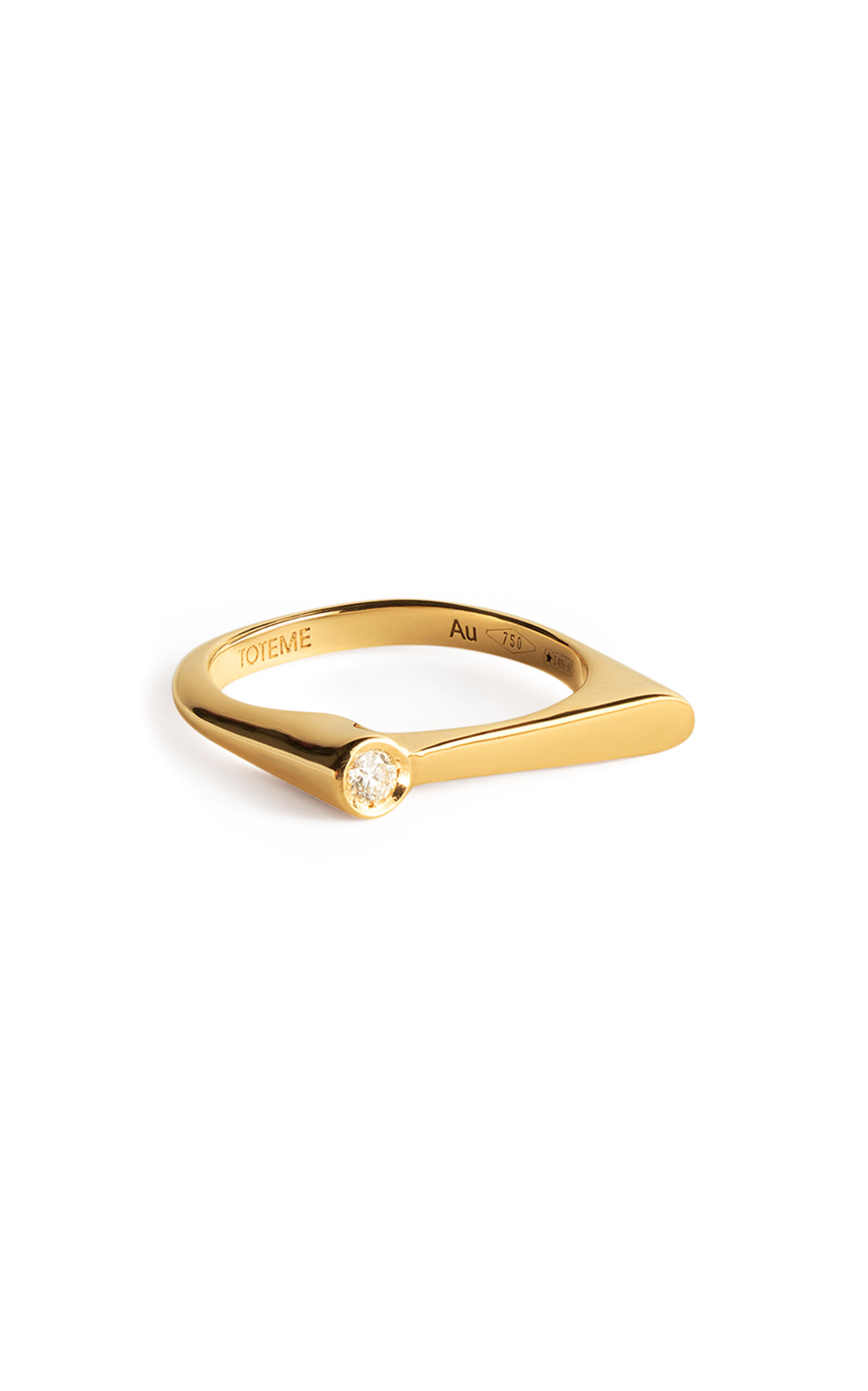 Totême 18k Yellow Gold Diamond Signet Midi Ring In Gold