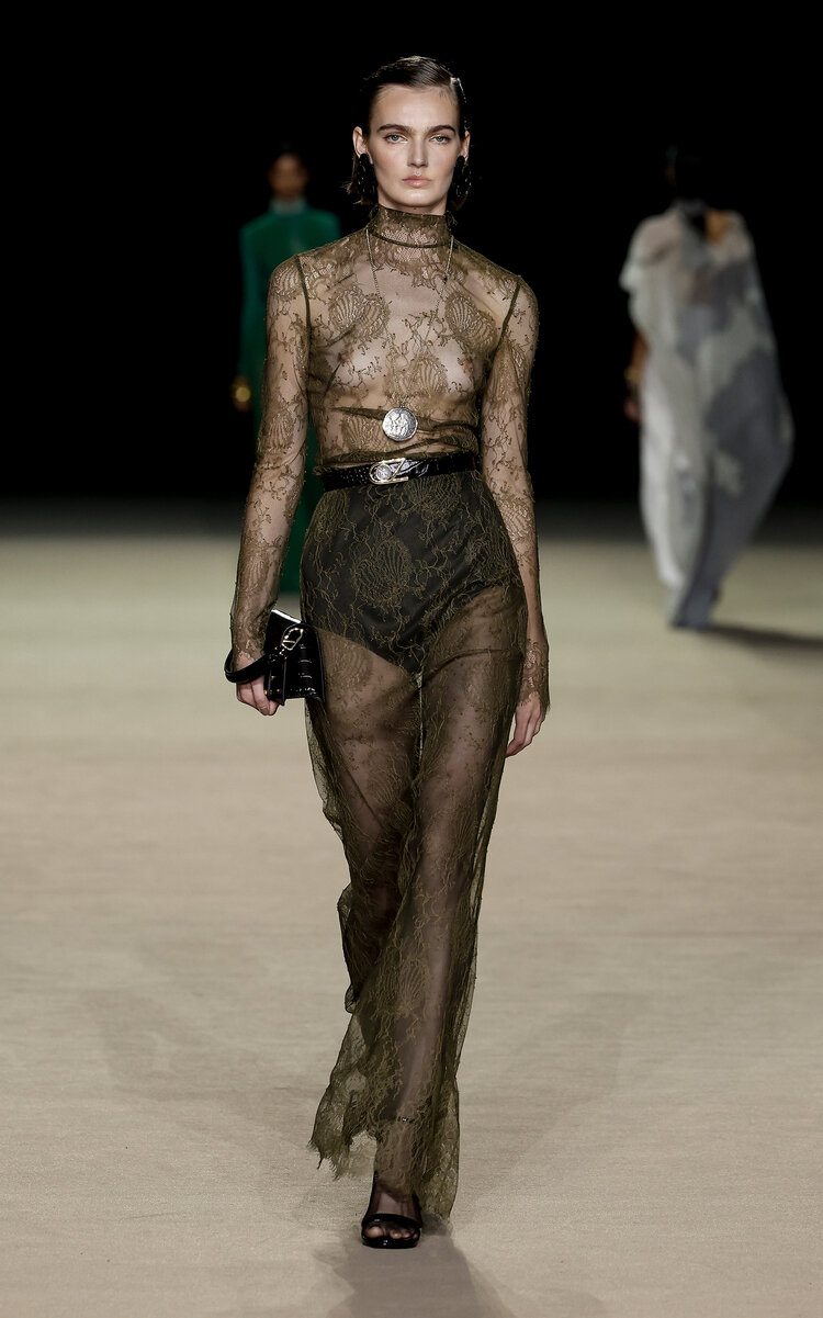 Carla Zampatti Chantilly Lace Maxi Dress - Green