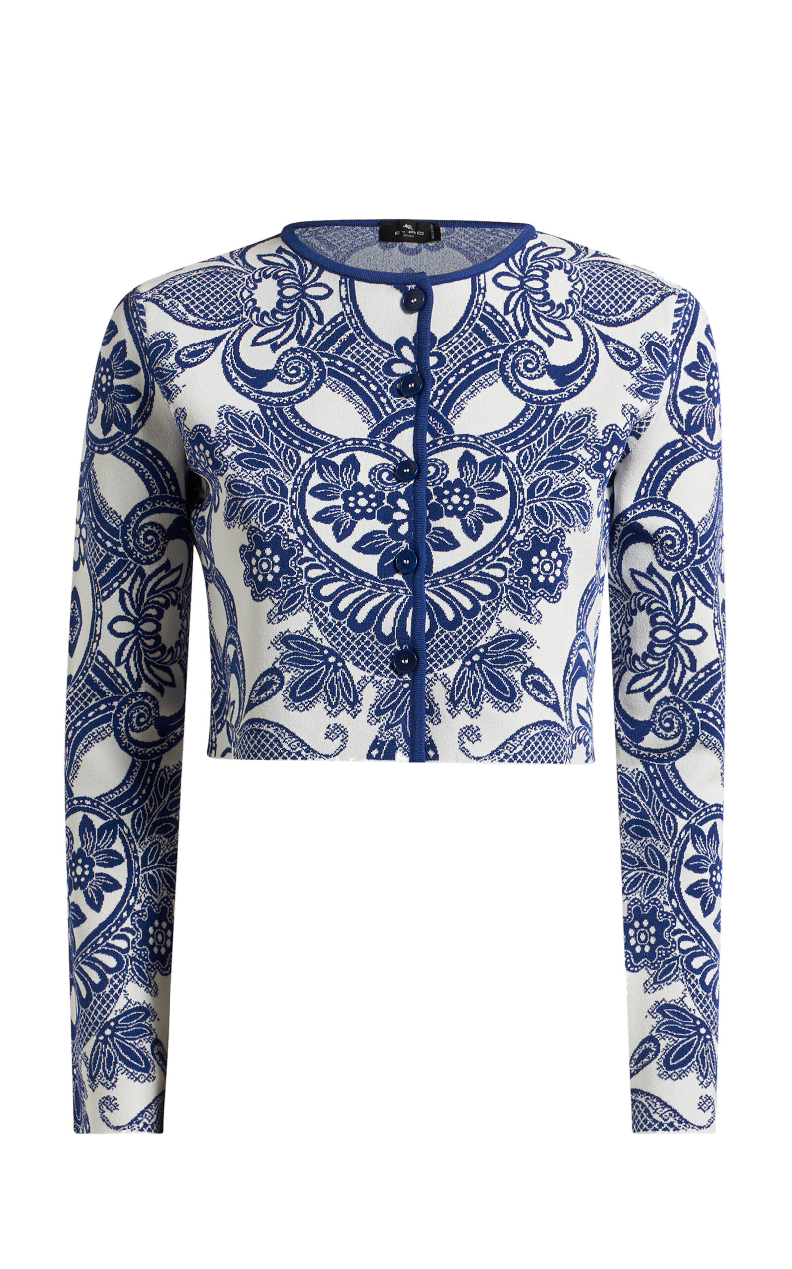Etro Cropped Knit Jacket - Blue