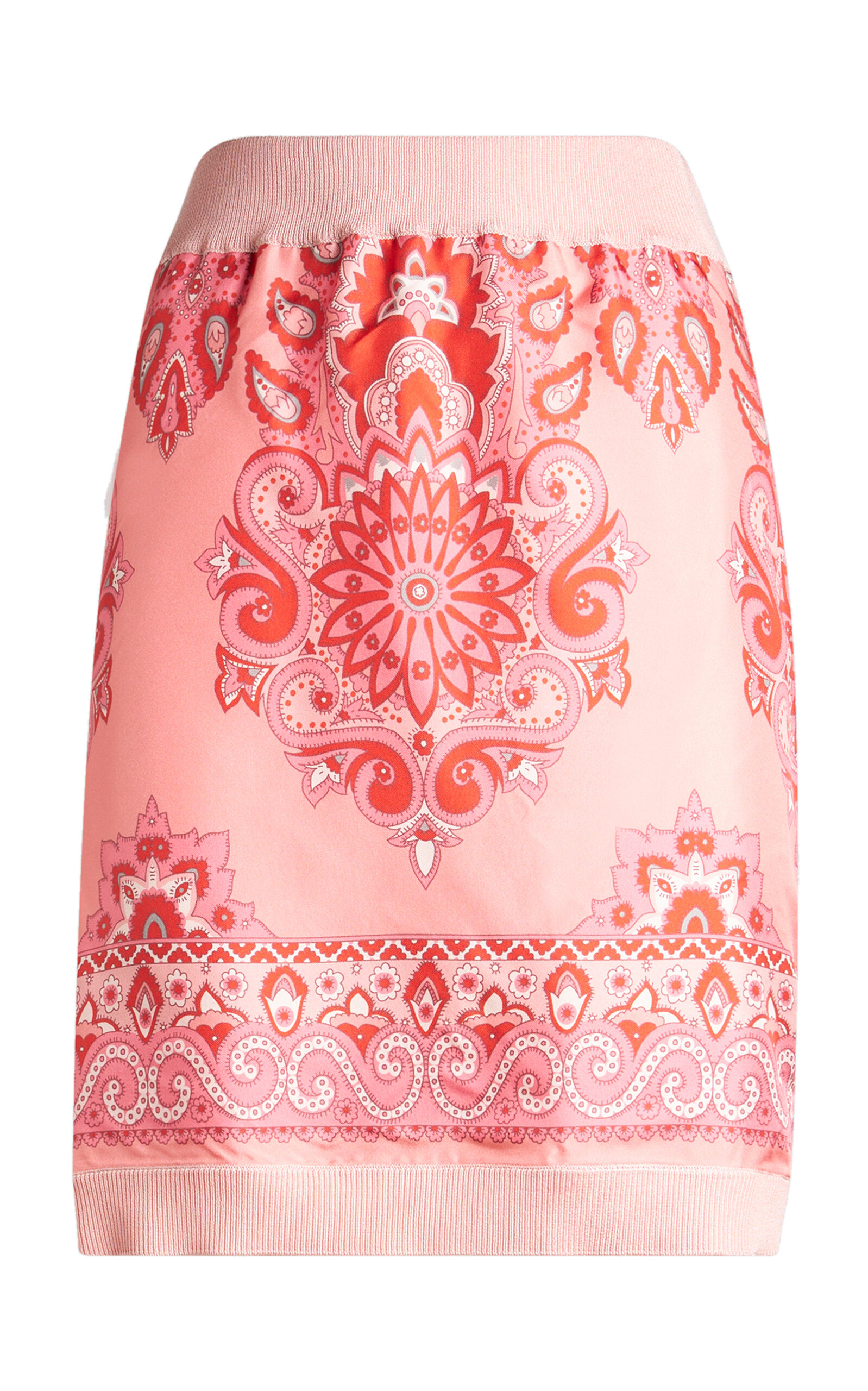Etro Knit-Trimmed Silk Mini Skirt - Pink