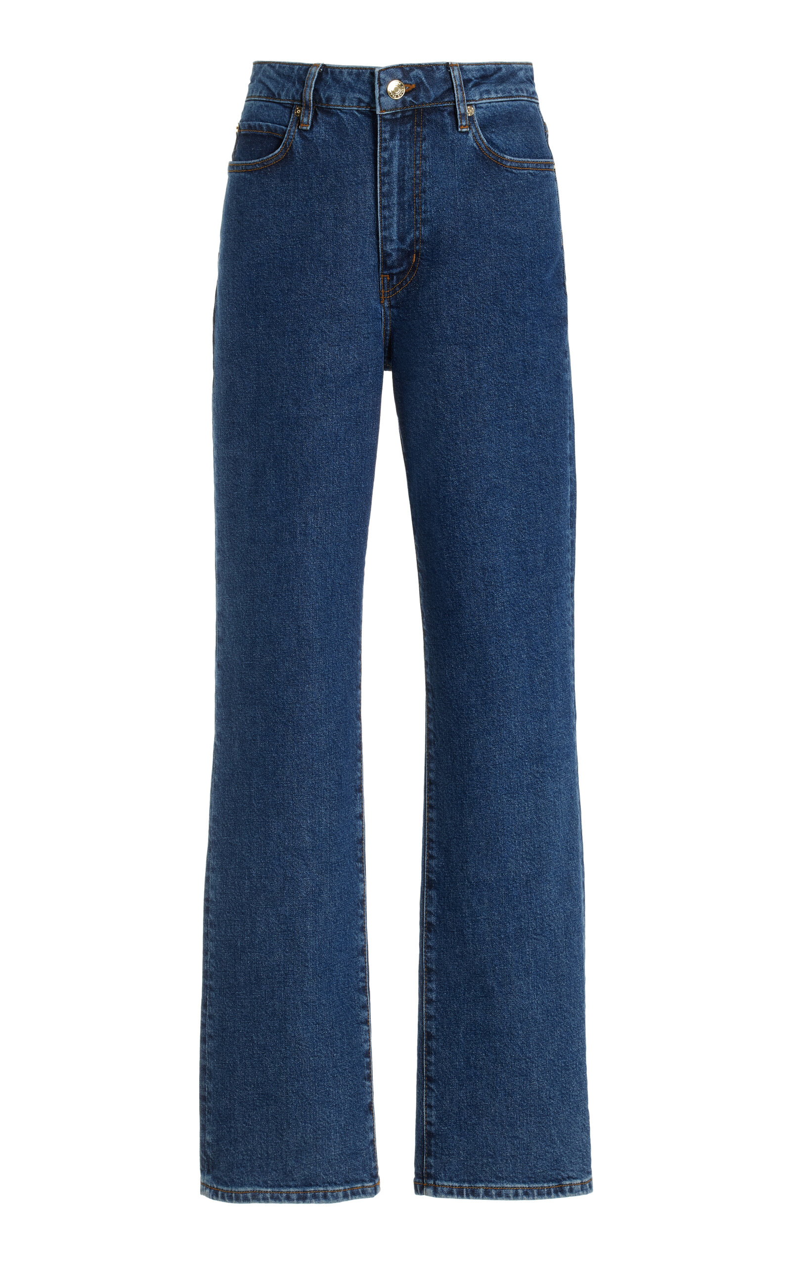 Frame Womens The Ruler Crop Five-pockets Straight-leg High-rise Stretch-denim Jeans Written