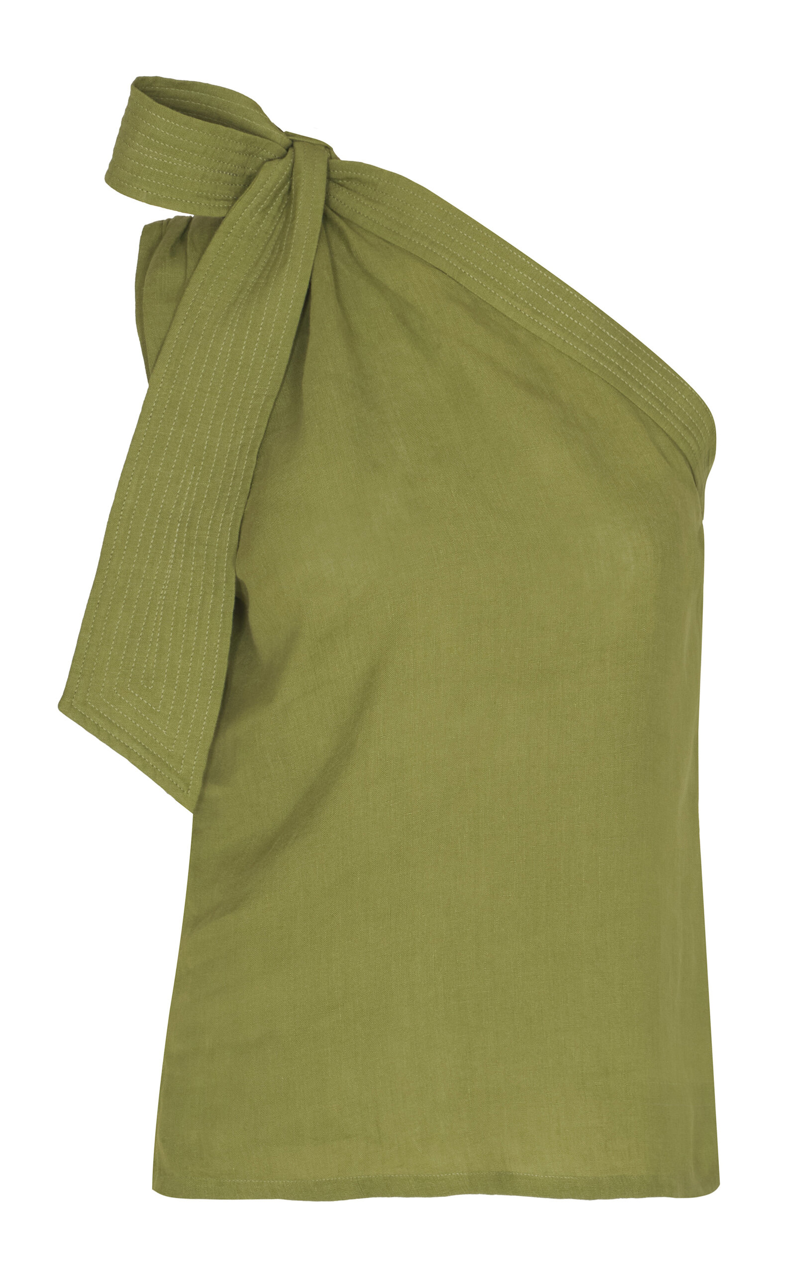 Andres Otalora De Lejos Asymmetric Linen Top - Green