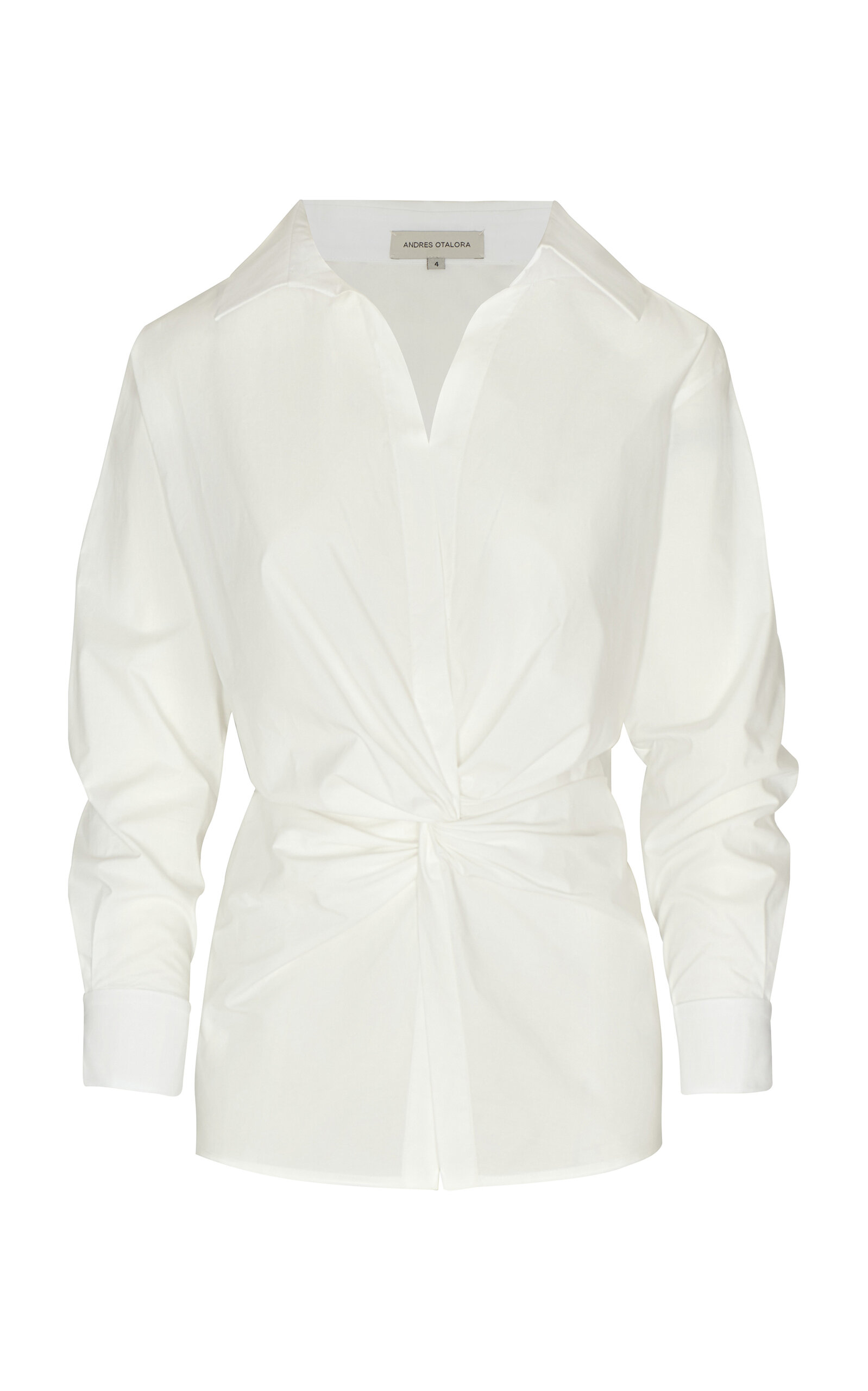 Andres Otalora Suspiros Twisted Cotton Poplin Shirt In Off-white