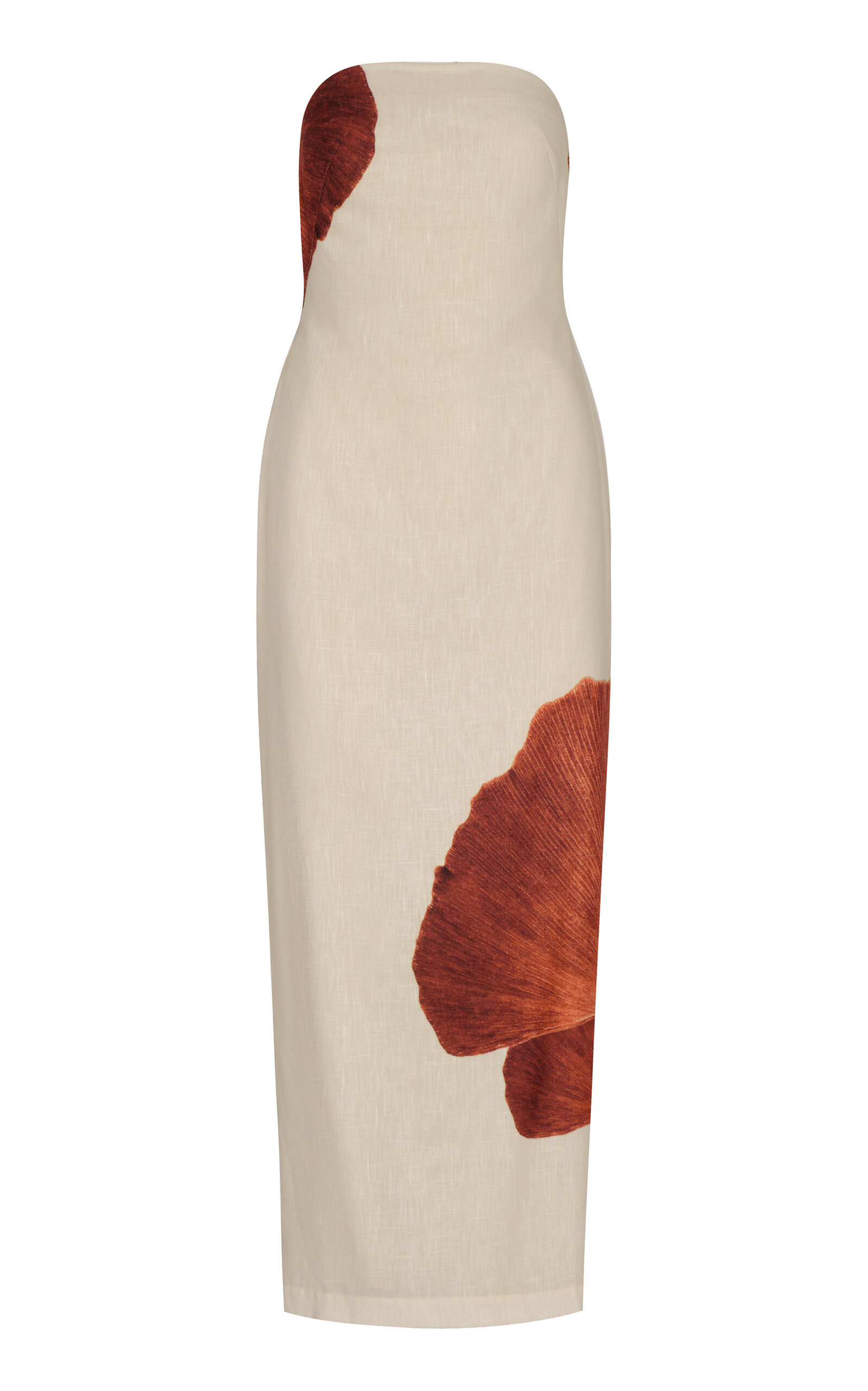 Andres Otalora Nosso Amor Strapless Linen-blend Maxi Dress In Orange