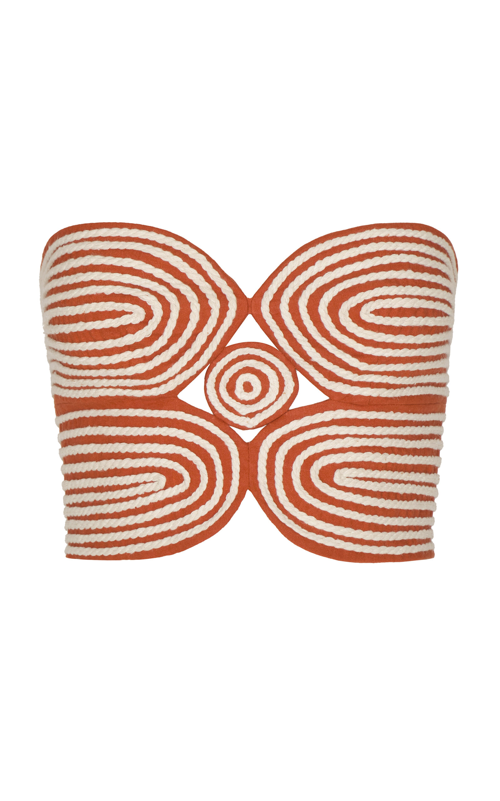 Andres Otalora Baía Embroidered Linen Bustier Crop Top