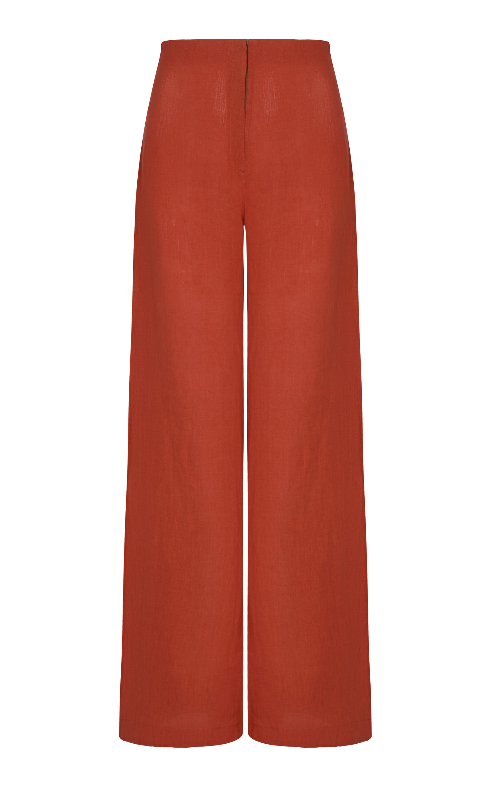 Andres Otalora Poesia High-Rise Linen Wide-Leg Pants - Orange