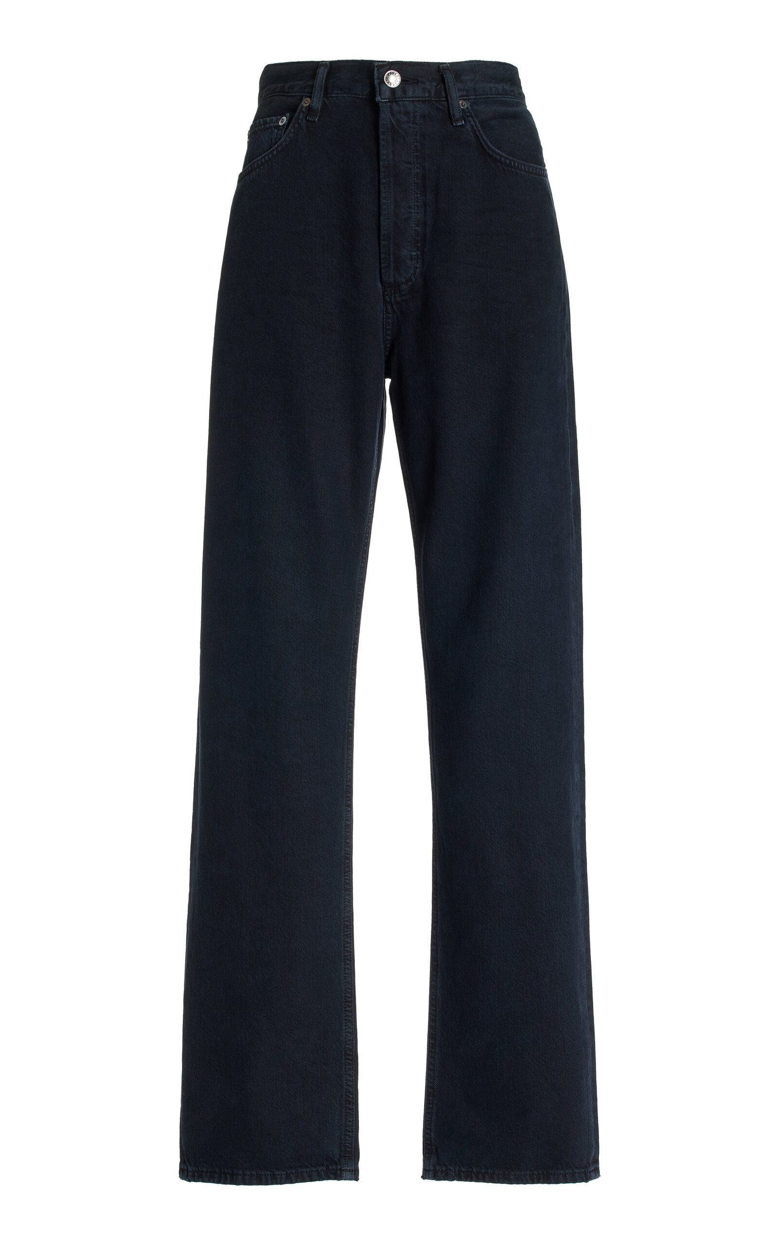 Agolde 90's Pinch Waist Long Rigid High-rise Straigh-leg Jeans In Black