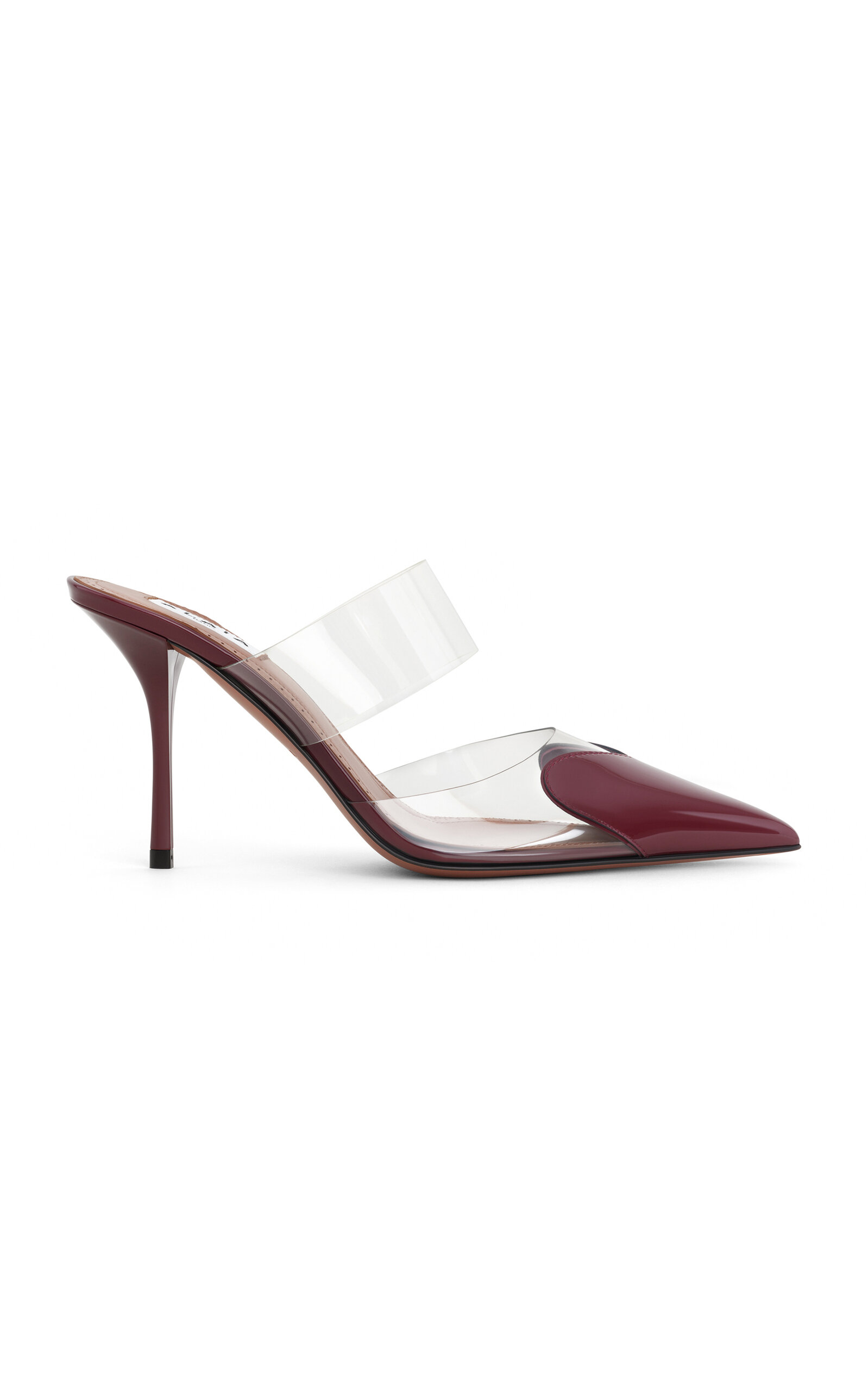 ALAÏA Le Cœur Patent Leather Mules - Burgundy