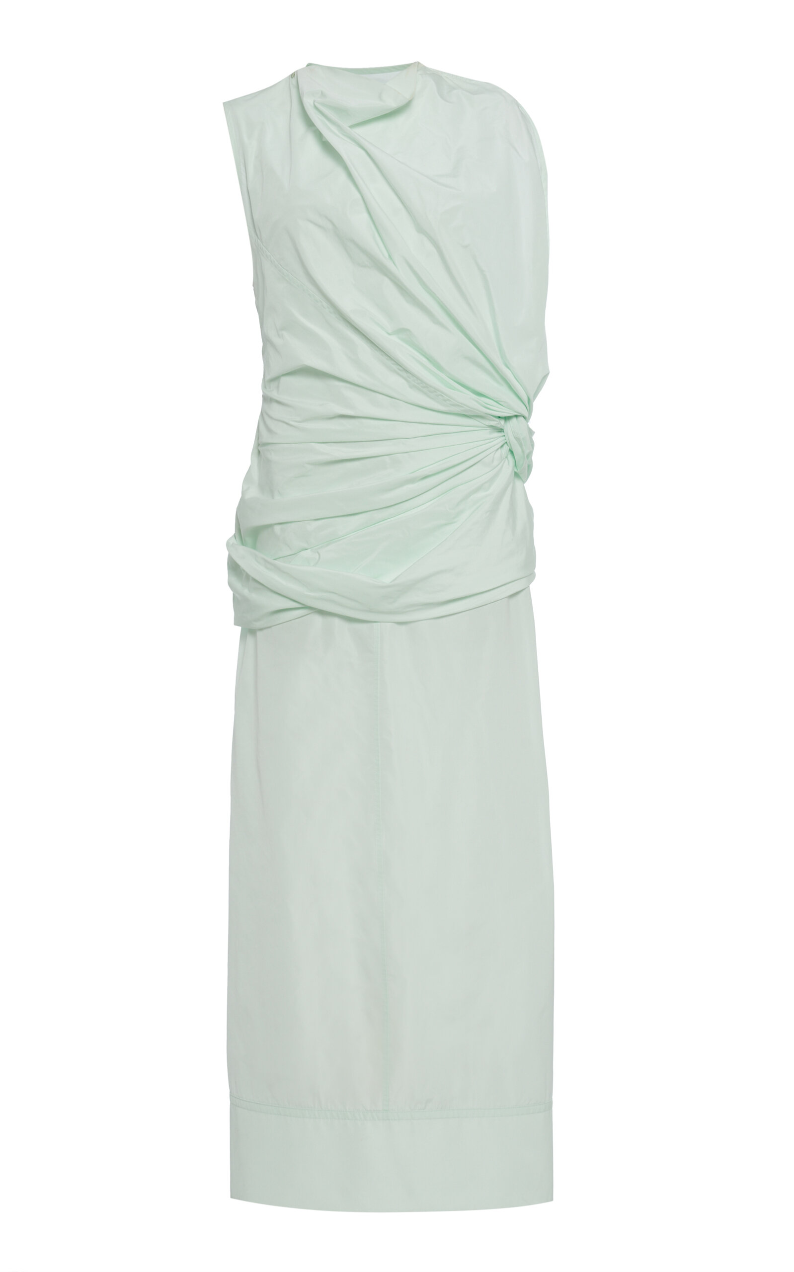 Jil Sander Gathered Taffeta Midi Dress