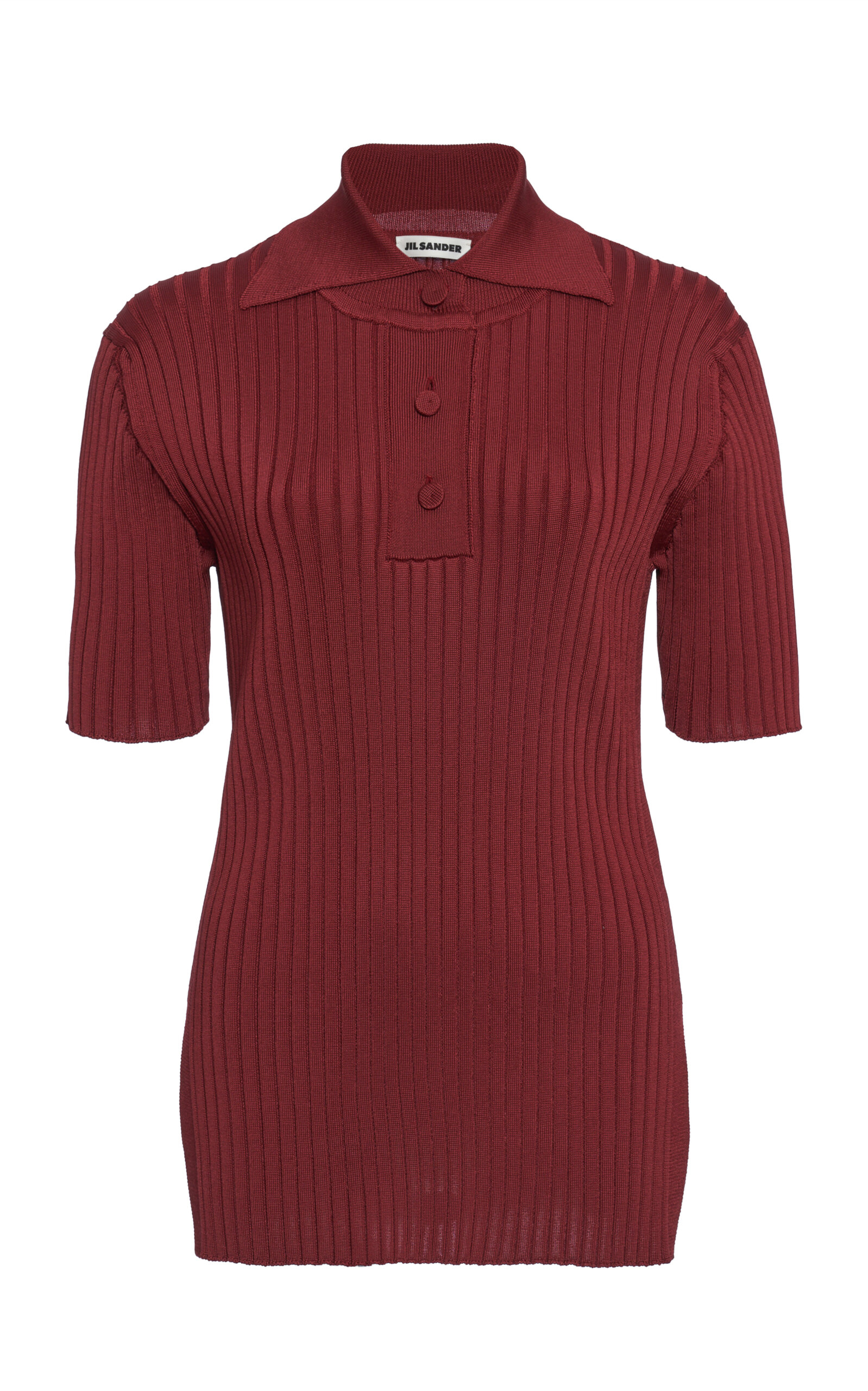 Ribbed-Knit Polo Top
